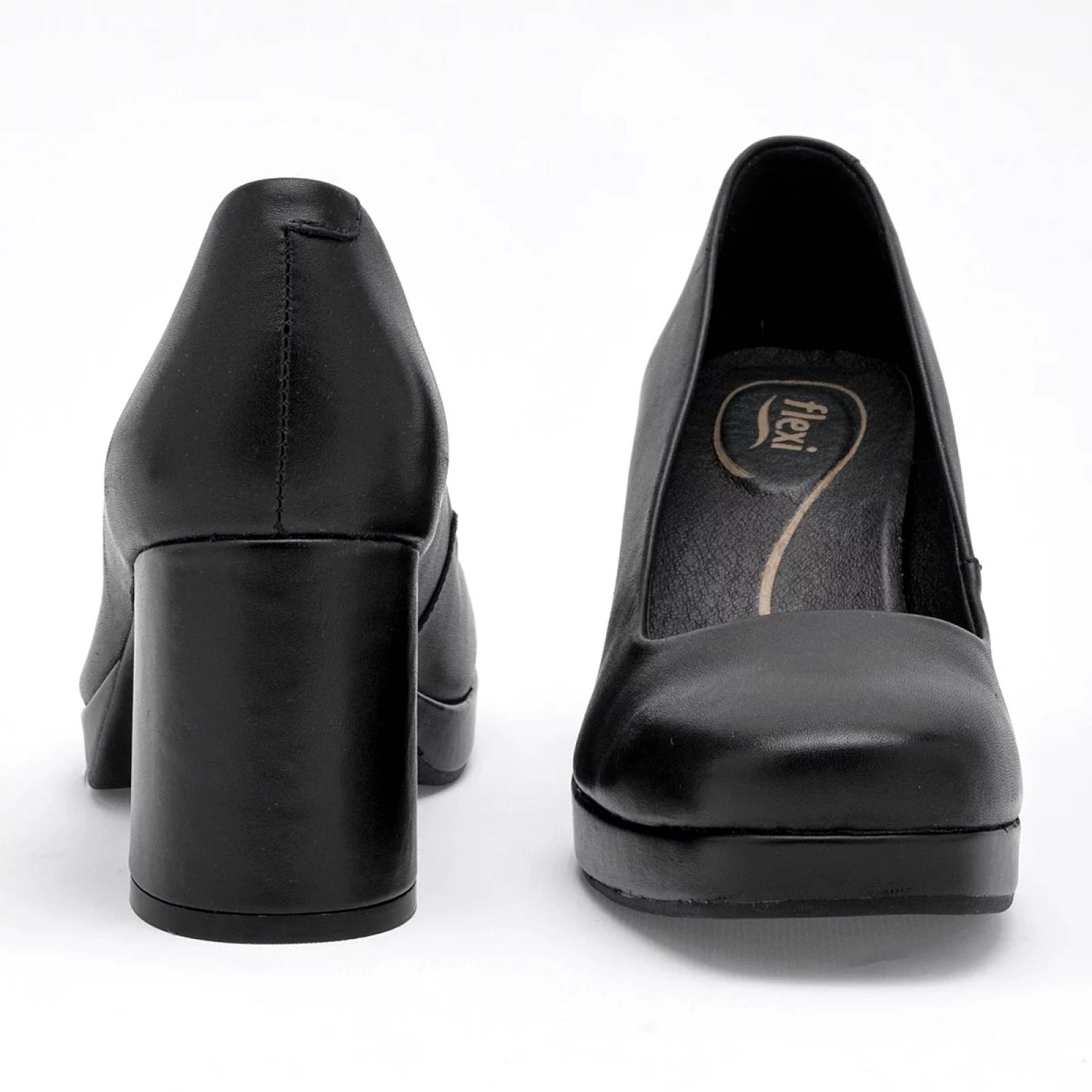 ZAPATILLA CERRADA TACON CUADRADO Para Mujer Flexi 127201, Color Negro -1 V7