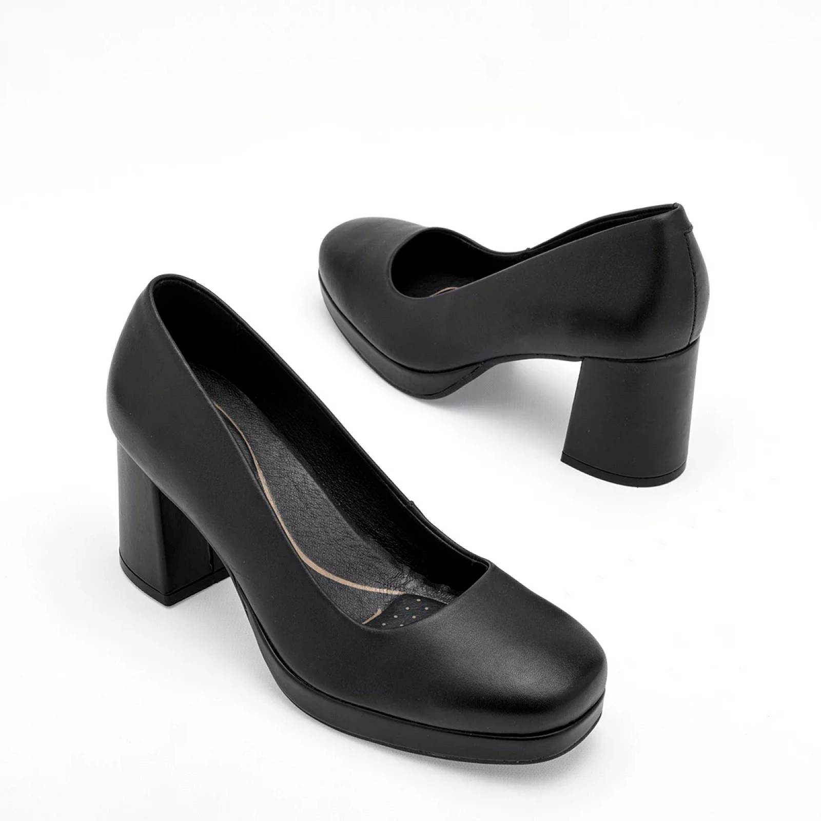 ZAPATILLA CERRADA TACON CUADRADO Para Mujer Flexi 127201, Color Negro -1 V7