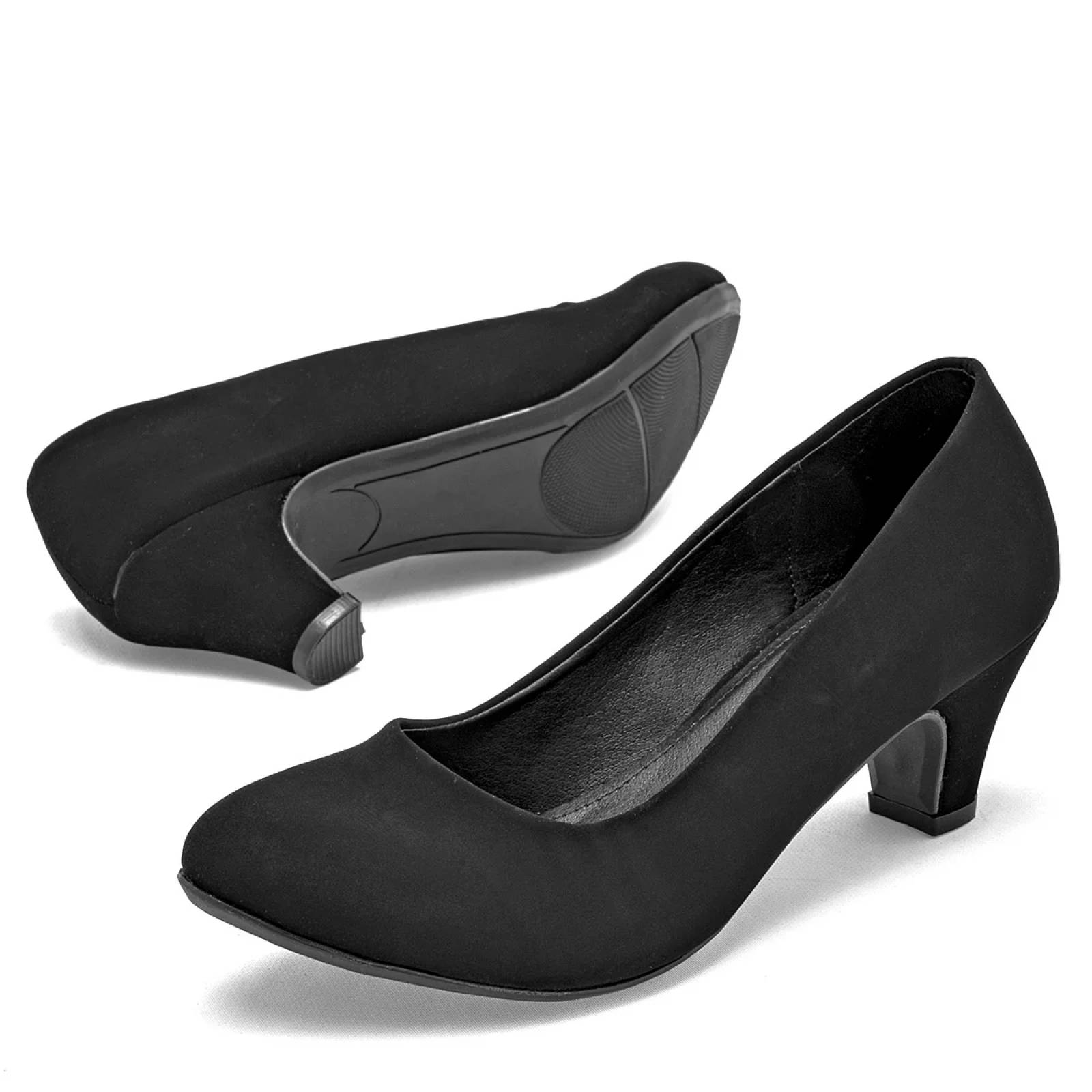 ZAPATILLA CERRADA TACON CUADRADO Para Mujer Poptops 2551, Color Negro CE V7