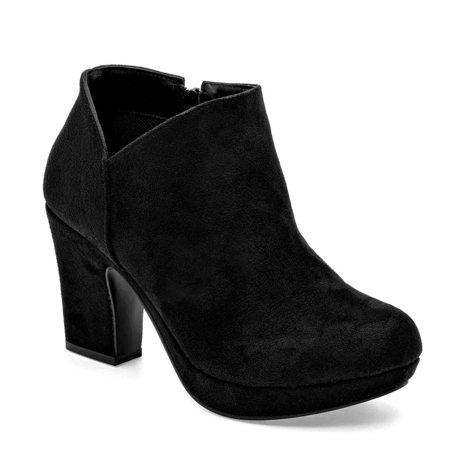 TACON CERRADO GAMUZA Para Mujer Dcristian 3006, Color Negro CE V7