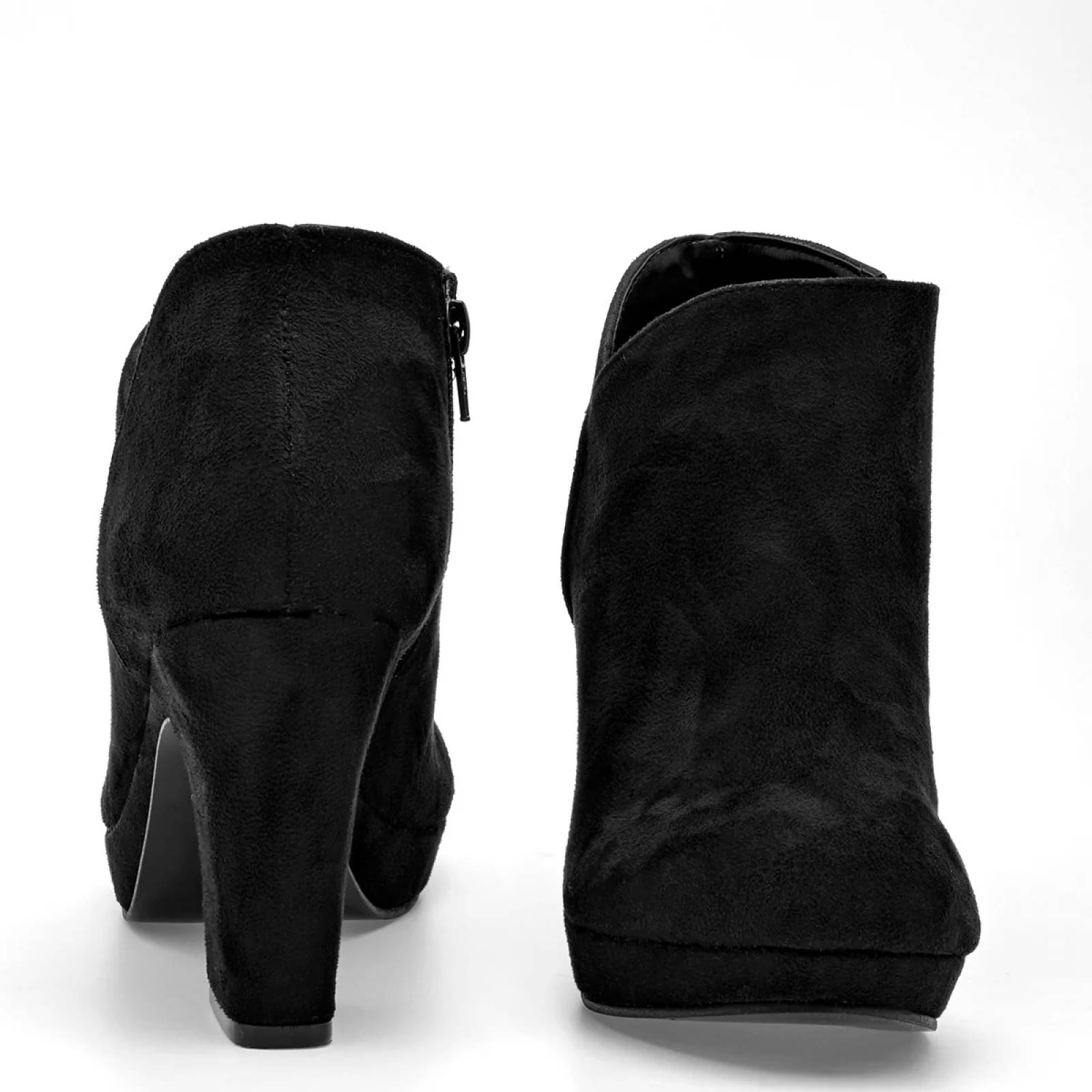 TACON CERRADO GAMUZA Para Mujer Dcristian 3006, Color Negro CE V7