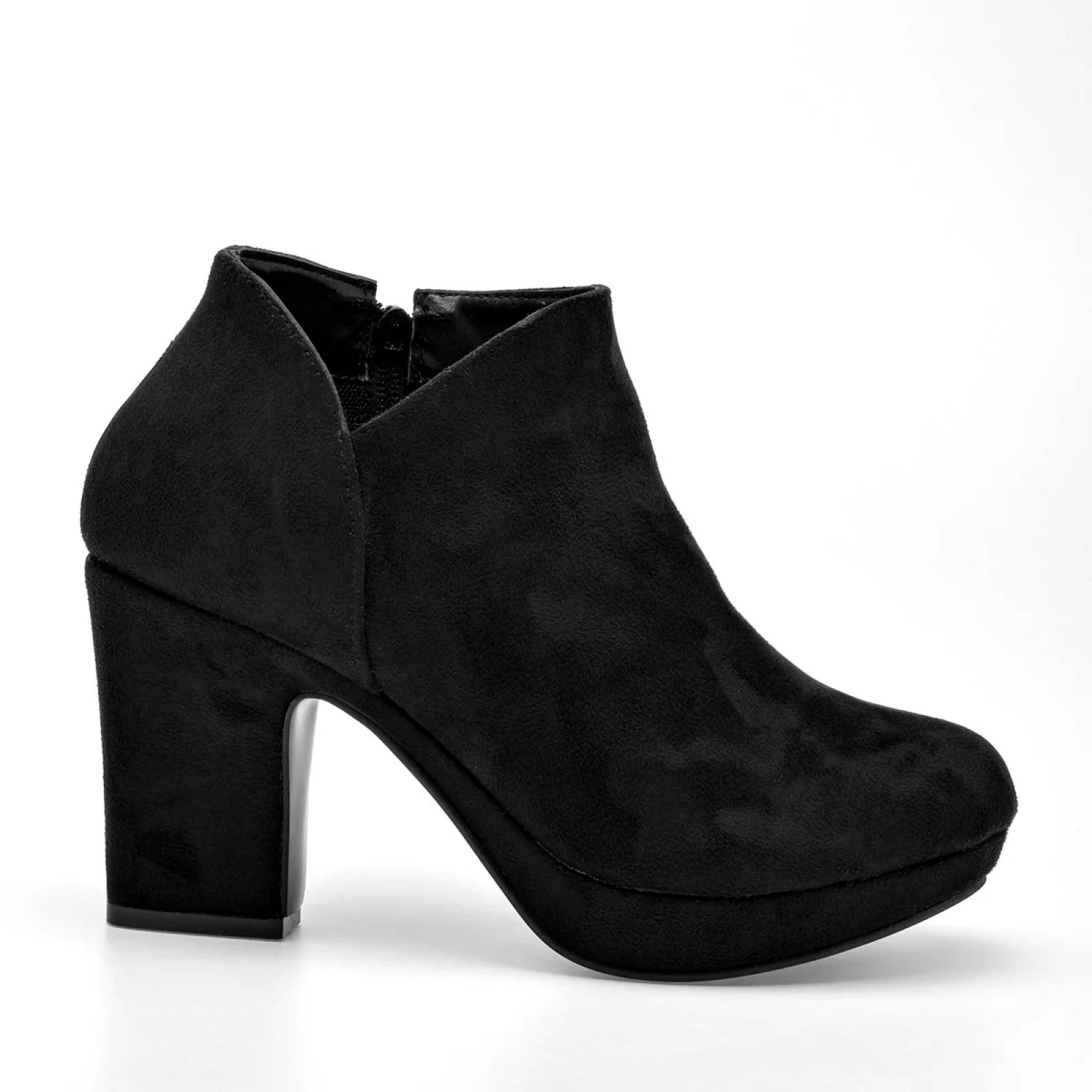 TACON CERRADO GAMUZA Para Mujer Dcristian 3006, Color Negro CE V7