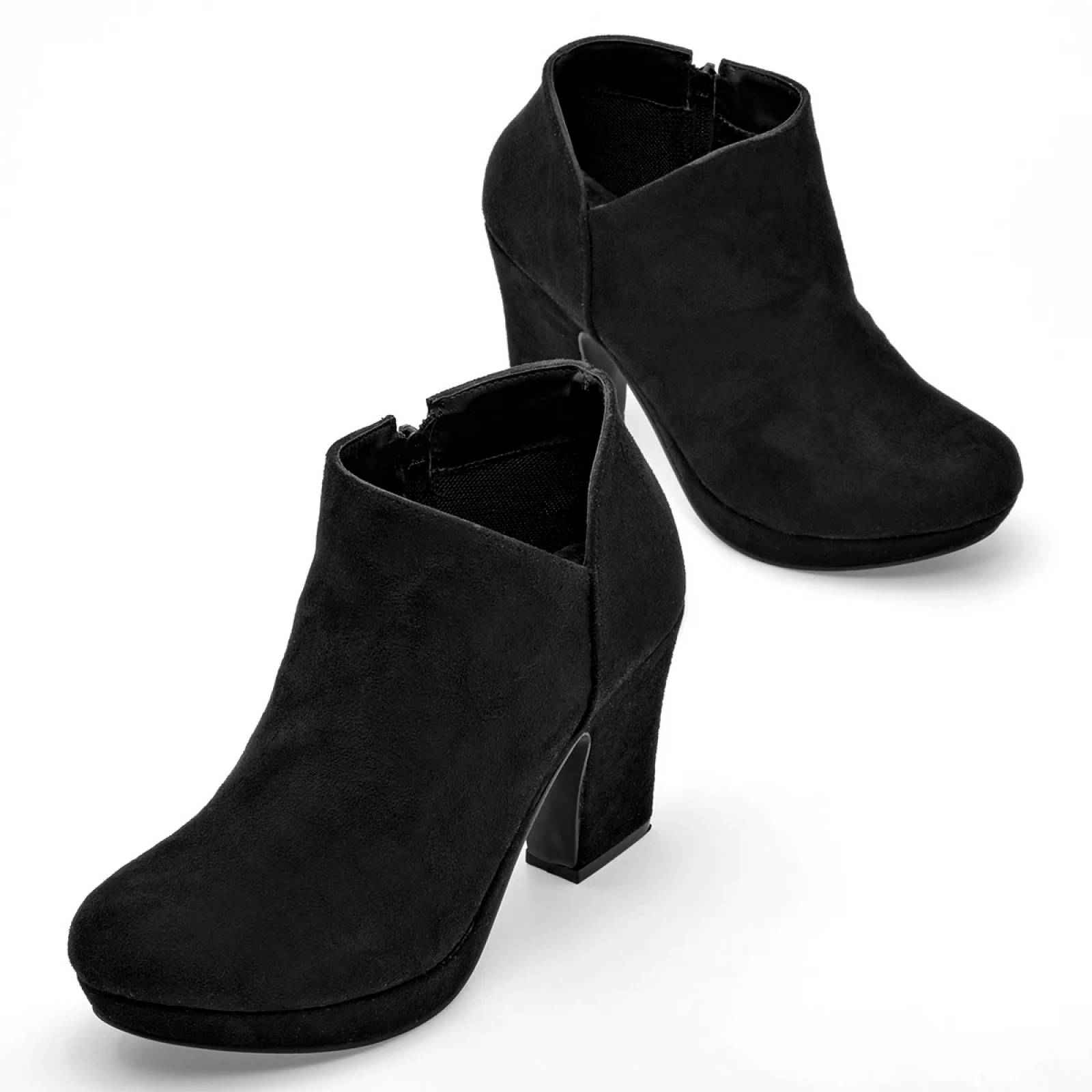 TACON CERRADO GAMUZA Para Mujer Dcristian 3006, Color Negro CE V7