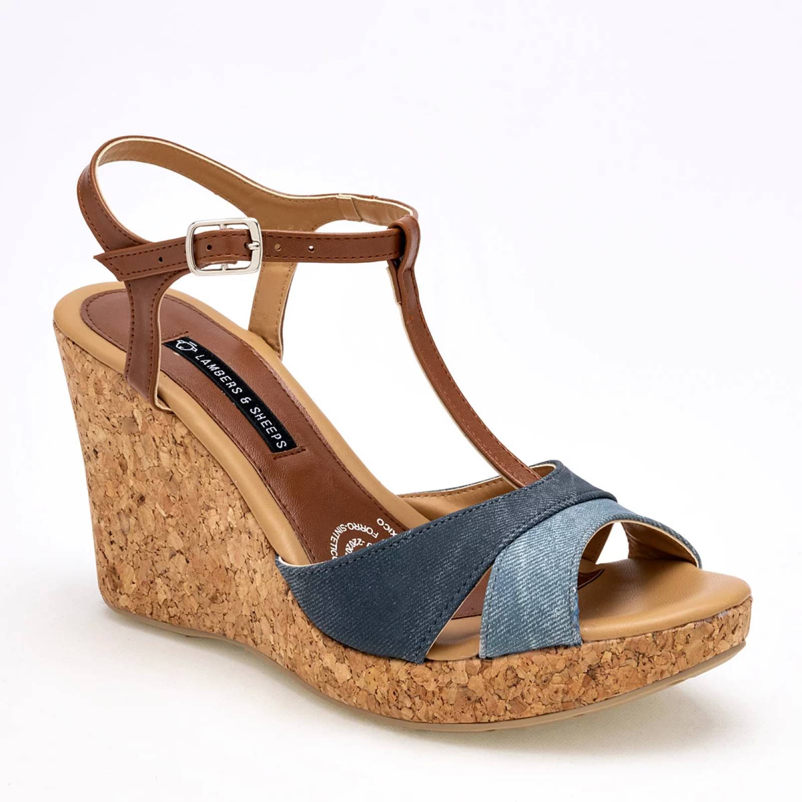 PLATAFORMA ABIERTA Para Mujer Lambers & sheeps 5504, Color Azul CE V7