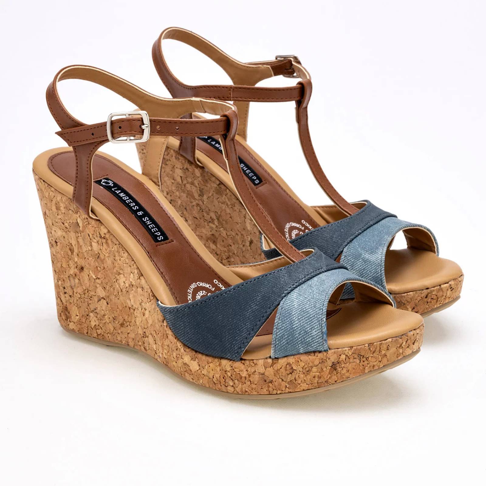 PLATAFORMA ABIERTA Para Mujer Lambers & sheeps 5504, Color Azul CE V7