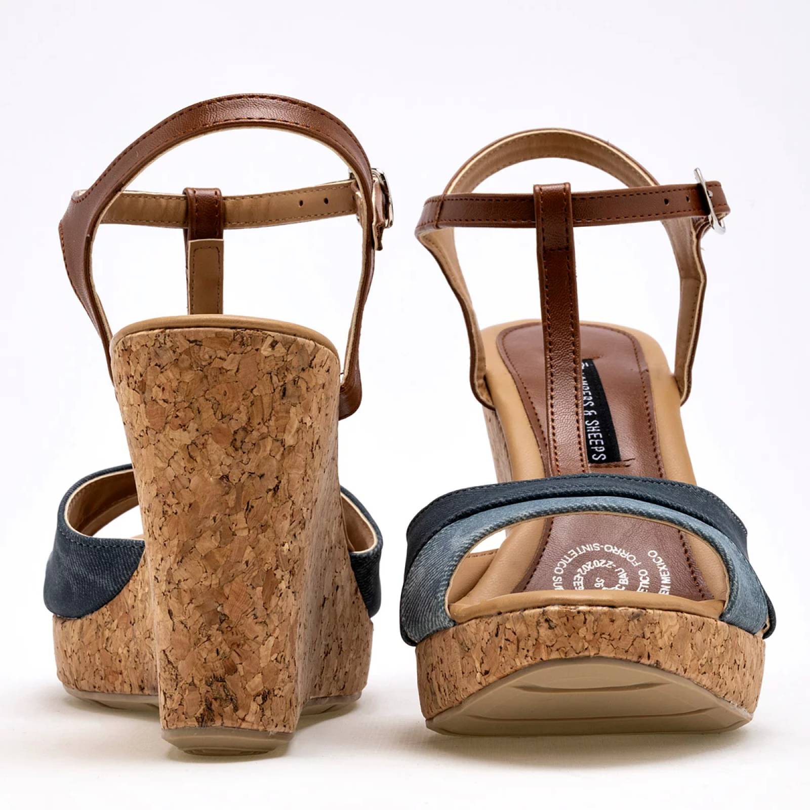 PLATAFORMA ABIERTA Para Mujer Lambers & sheeps 5504, Color Azul CE V7