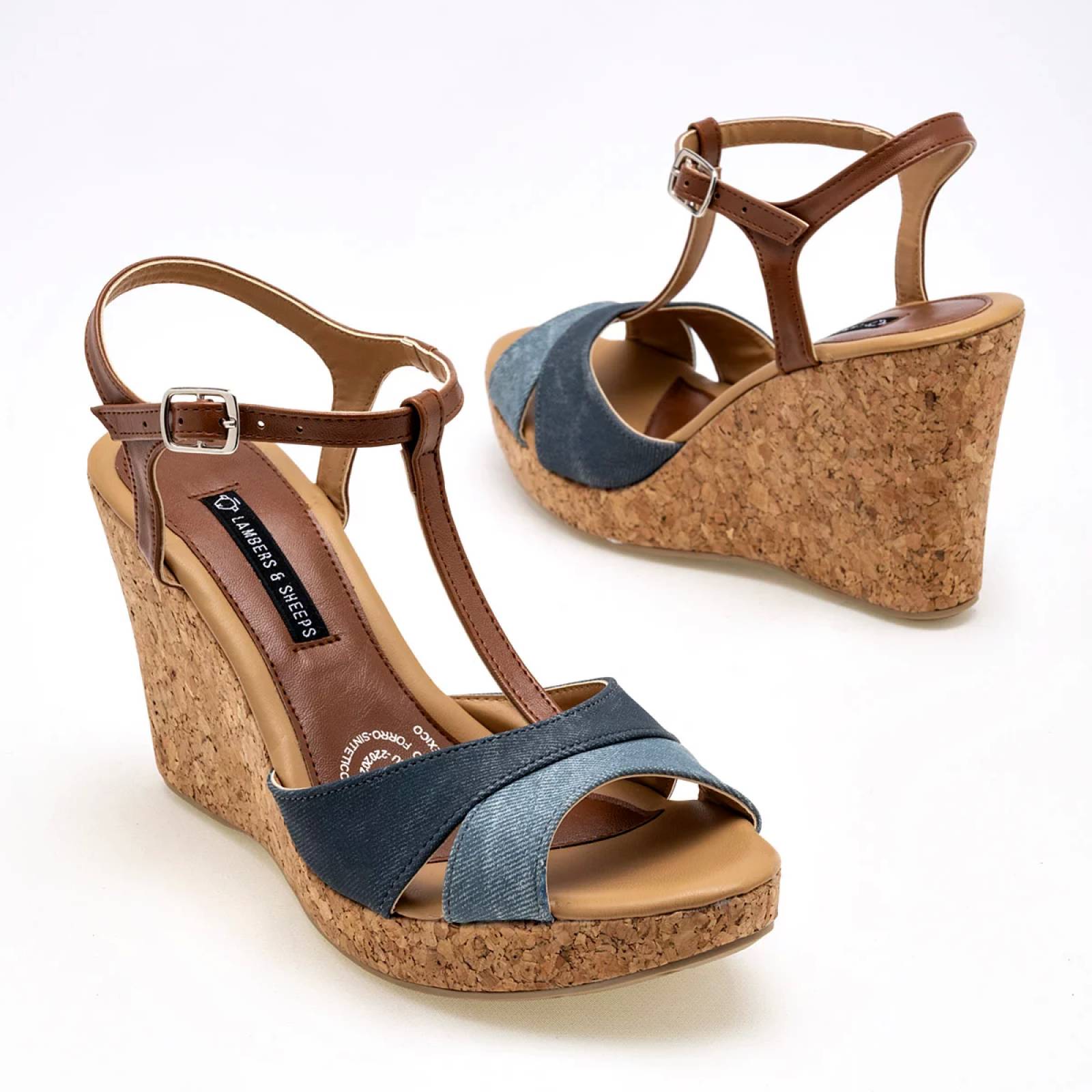 PLATAFORMA ABIERTA Para Mujer Lambers & sheeps 5504, Color Azul CE V7