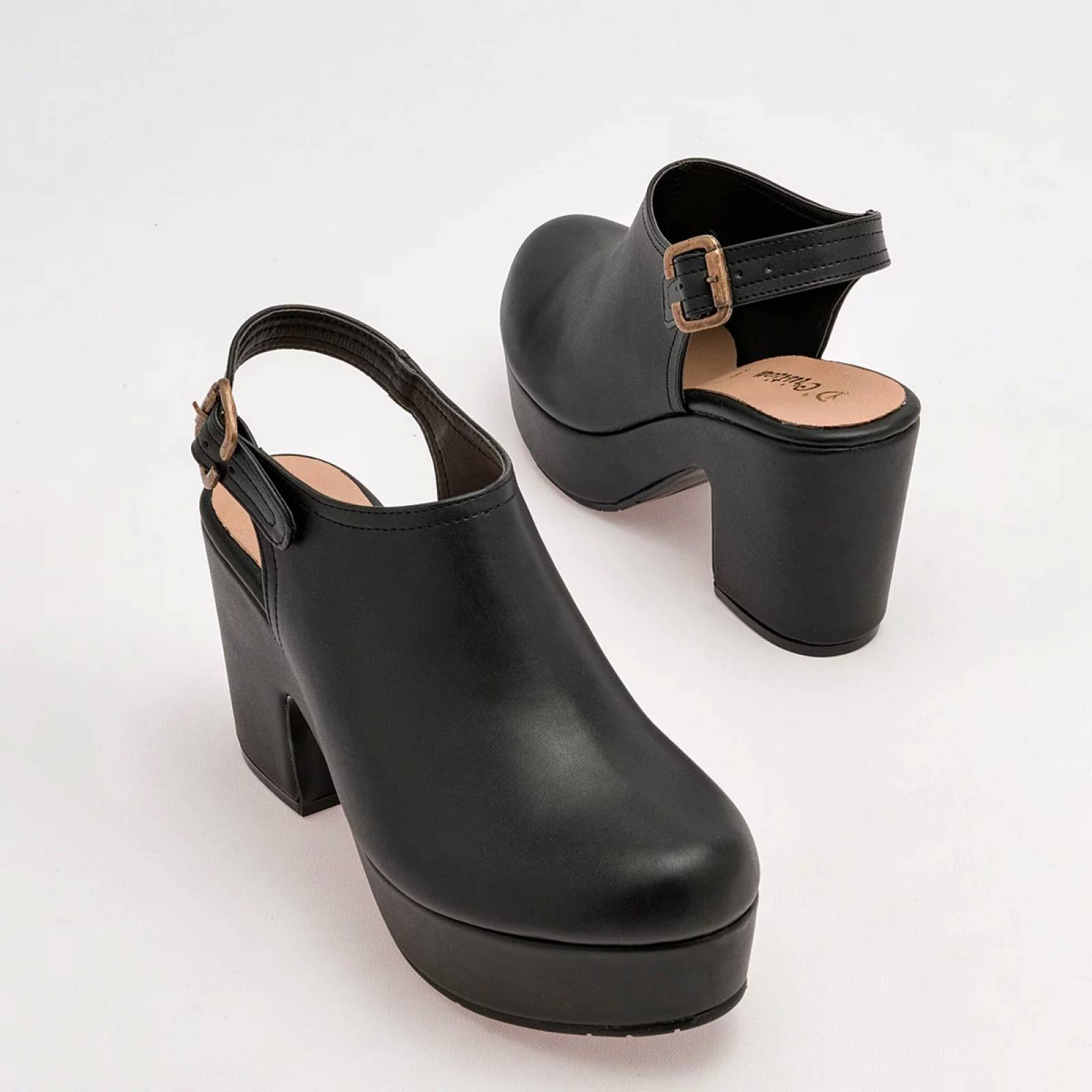 ZAPATO SUECO CON HEBILLA Para Mujer Dcristian 3064, Color Negro CE V7