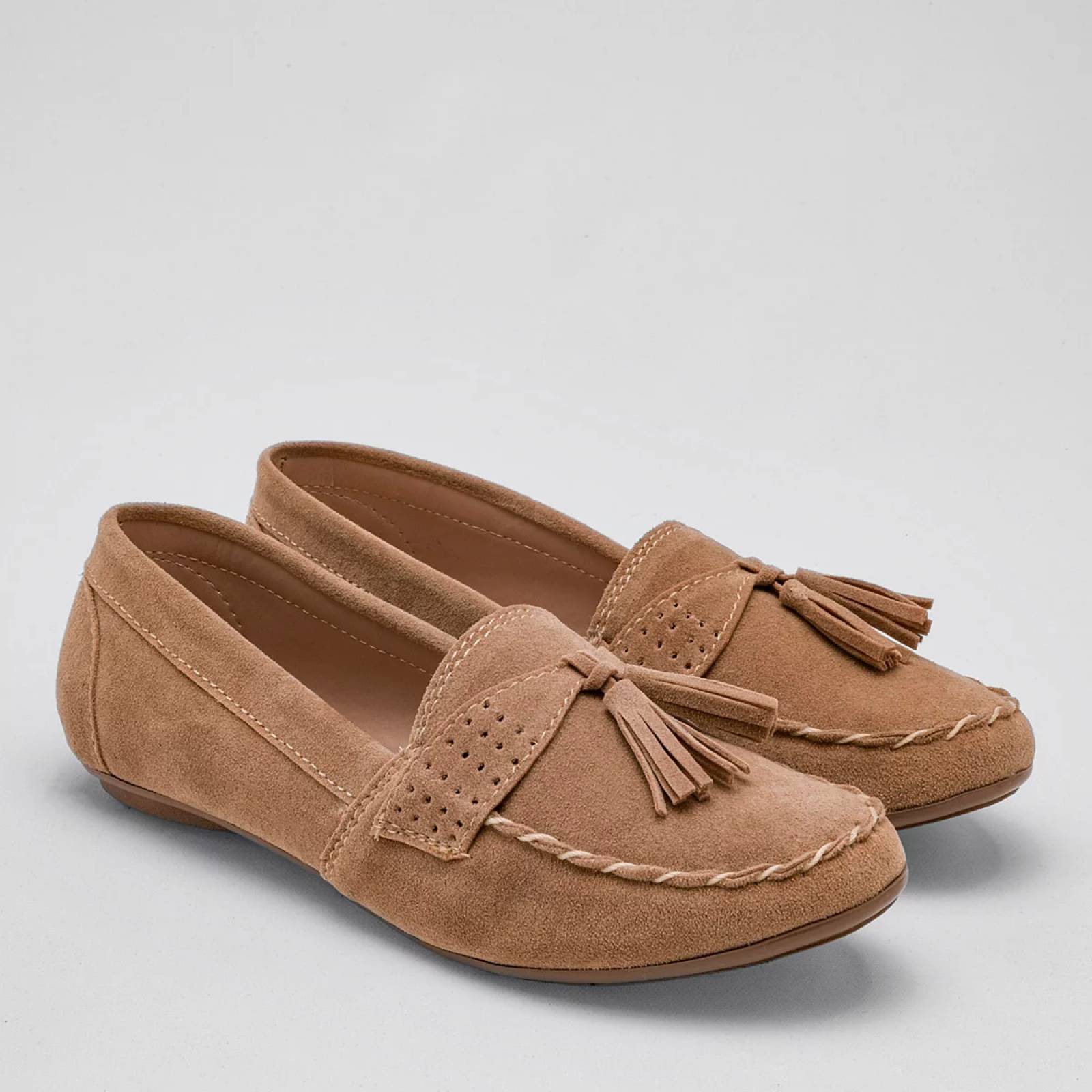 MOCASIN GAMUZA Para Mujer Rumores 10203, Color Beige CE V7
