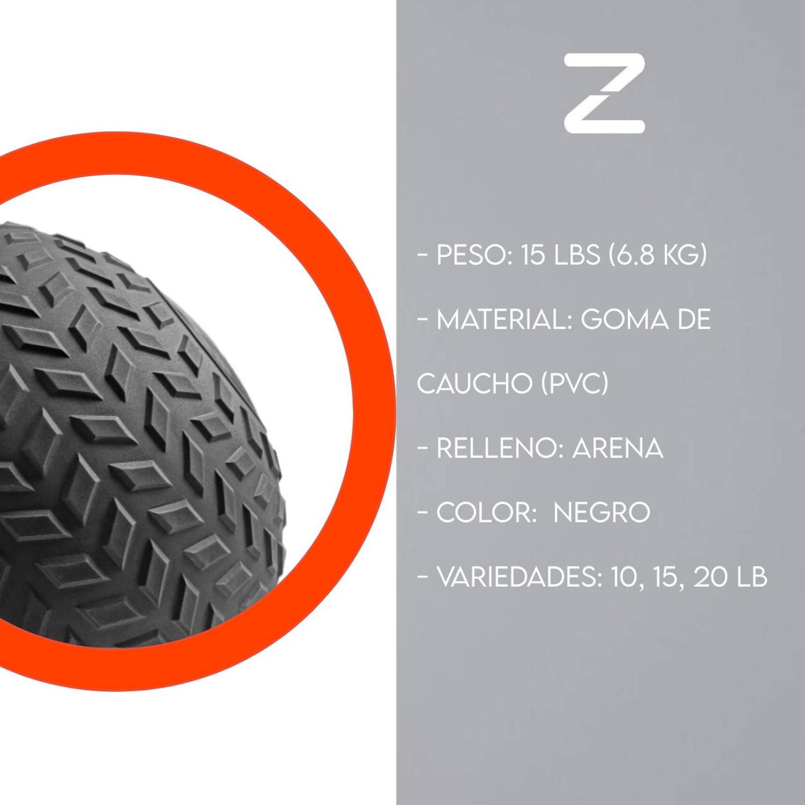 Pelota Antislip Slam Ball 15Lb Contra Impacto Antidezlizante