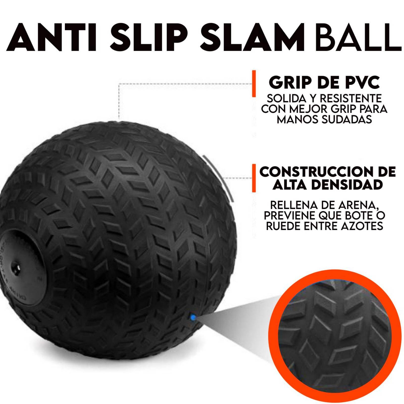 Pelota Antislip Slam Ball 15Lb Contra Impacto Antidezlizante