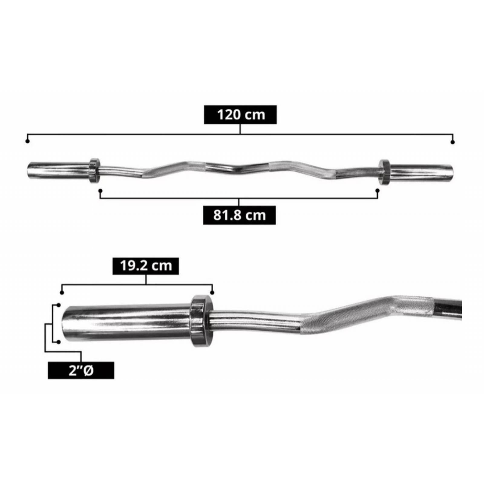 Barra Z Olimpica Profesional Pesas Curveada 1.2m Gym 20 Lbs 