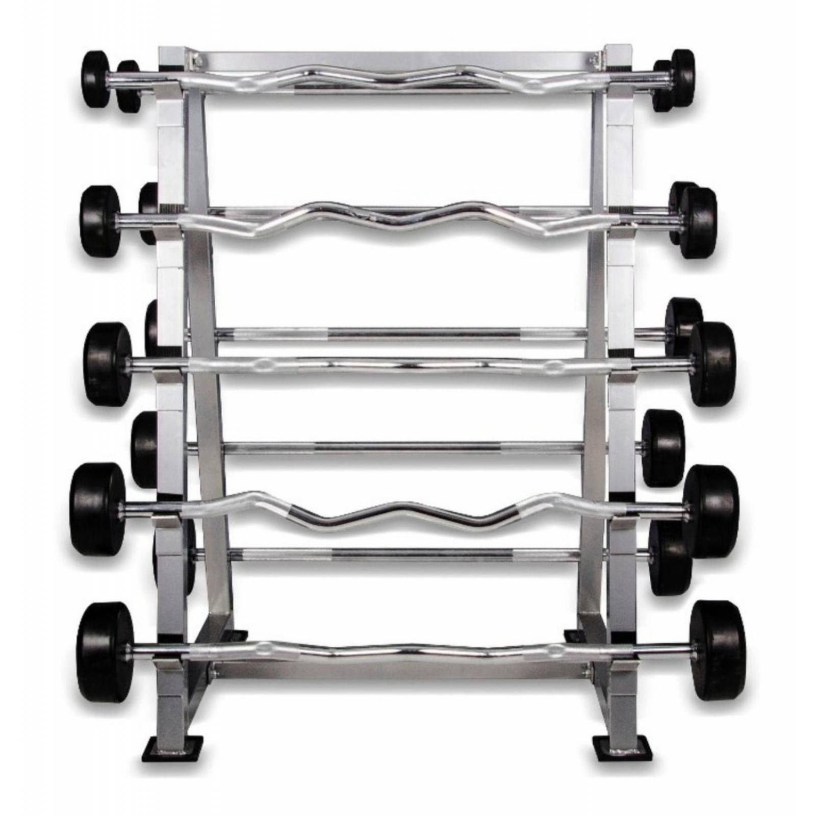 Set Rack Barras De Peso Fijo 5 Curvas Y 5 Rectas 20 A 60 Lbs 