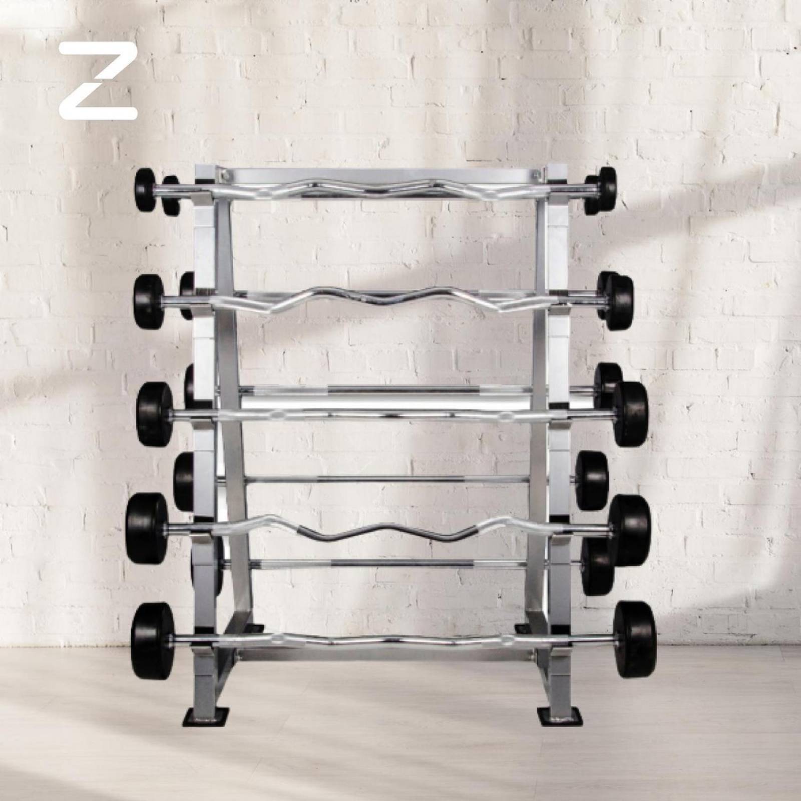 Set Rack Barras De Peso Fijo 5 Curvas Y 5 Rectas 20 A 60 Lbs 