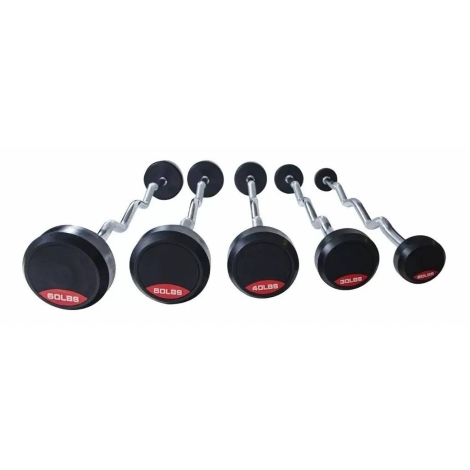 Set Rack Barras De Peso Fijo 5 Curvas Y 5 Rectas 20 A 60 Lbs 