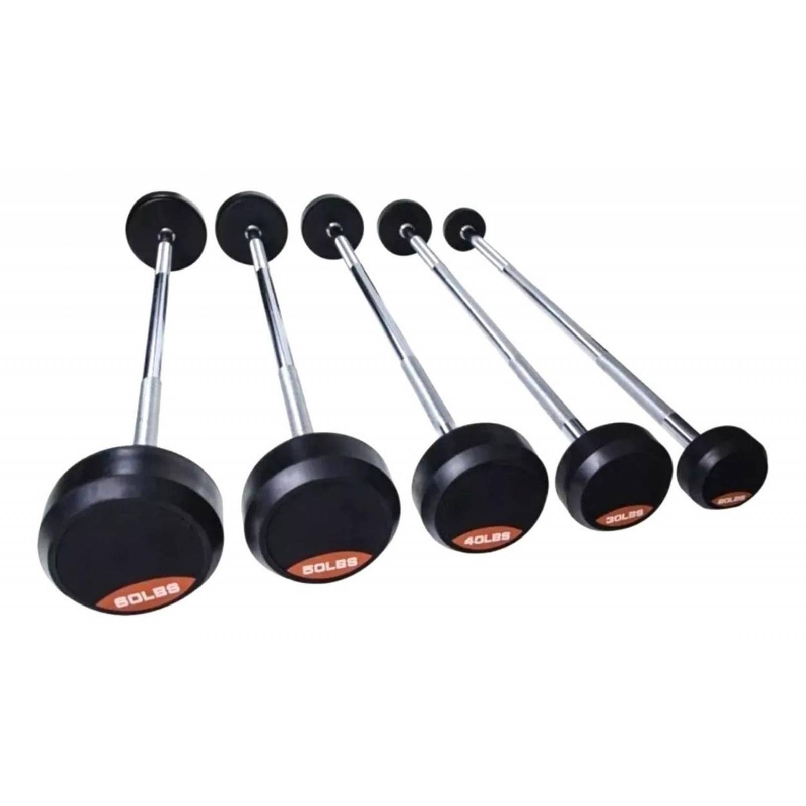 Set Rack Barras De Peso Fijo 5 Curvas Y 5 Rectas 20 A 60 Lbs 
