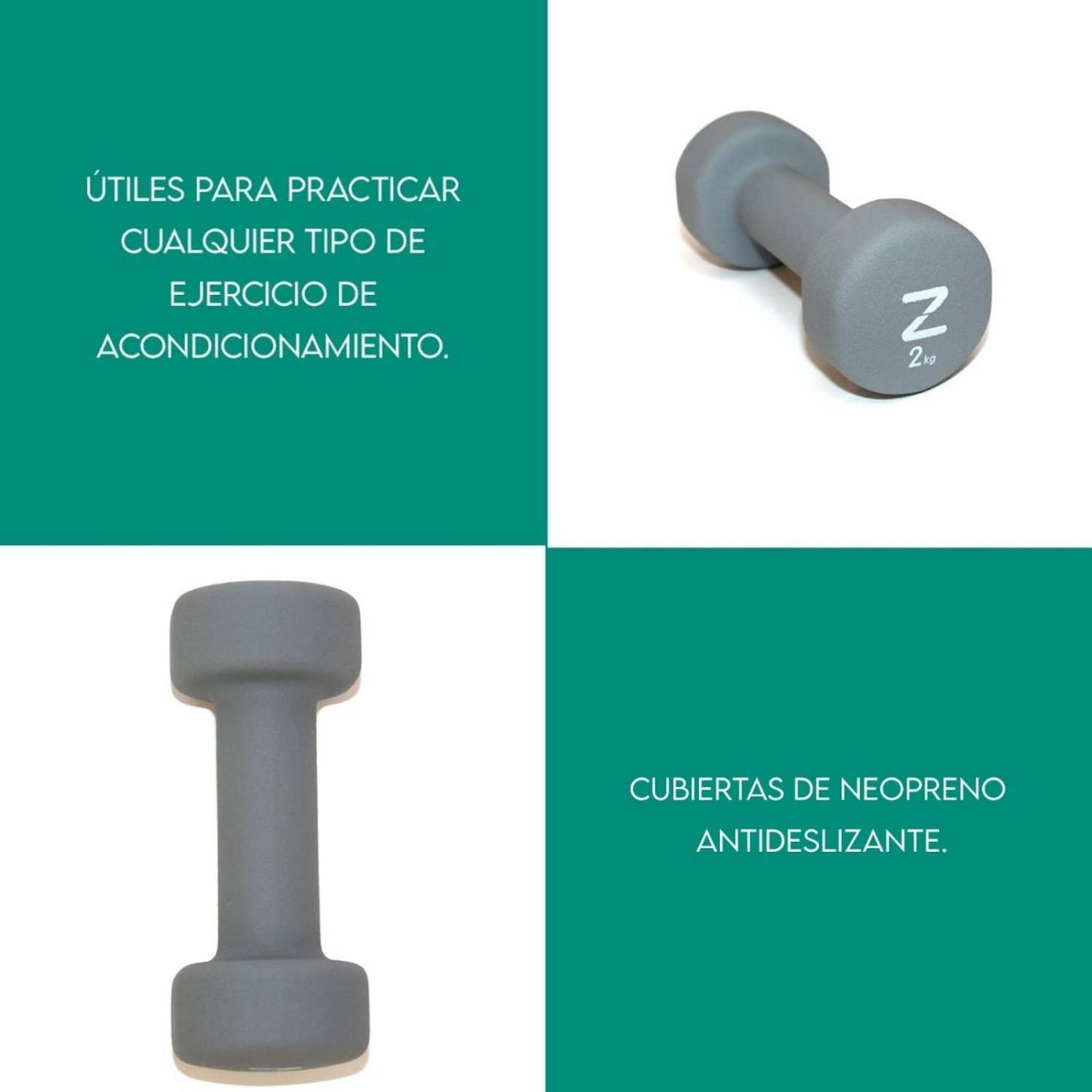 Mancuernas De 2 Kilos Pesa Para Ejercicio 4.4 Libras Kit Gym 