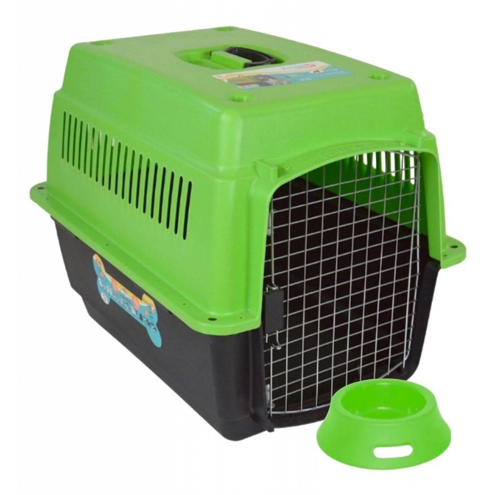 Transportadora Para Viajes Perros Medianos Gatos Jaula Metal Verde 0004-M