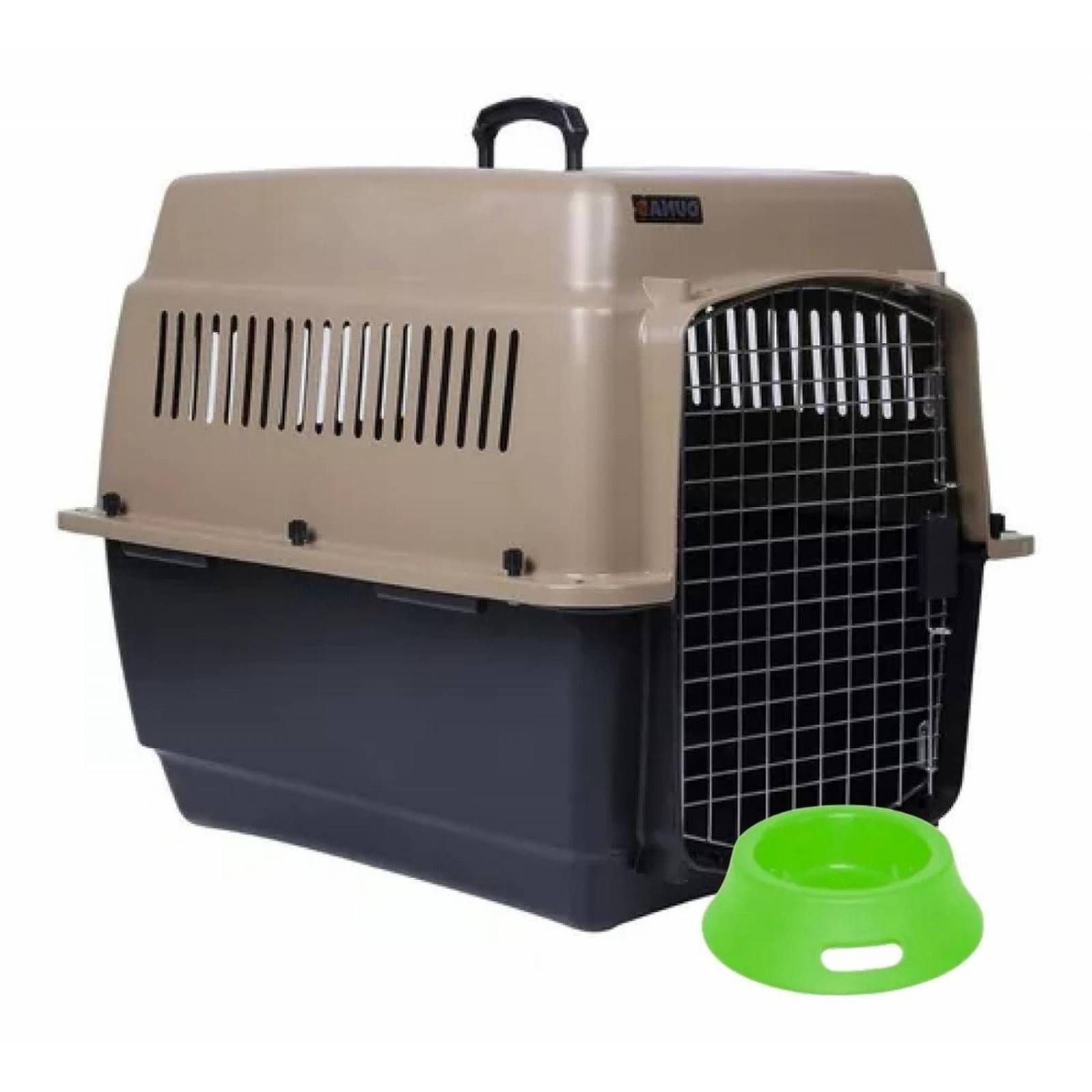Transportadora Para Viajes Perros Medianos Gatos Jaula Metal Beige 0004-M