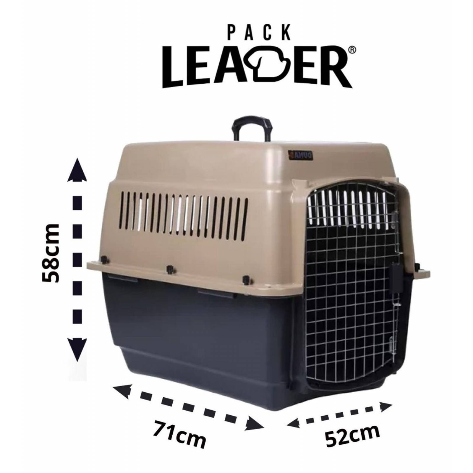 Transportadora Para Viajes Perros Medianos Gatos Jaula Metal Beige 0004-M