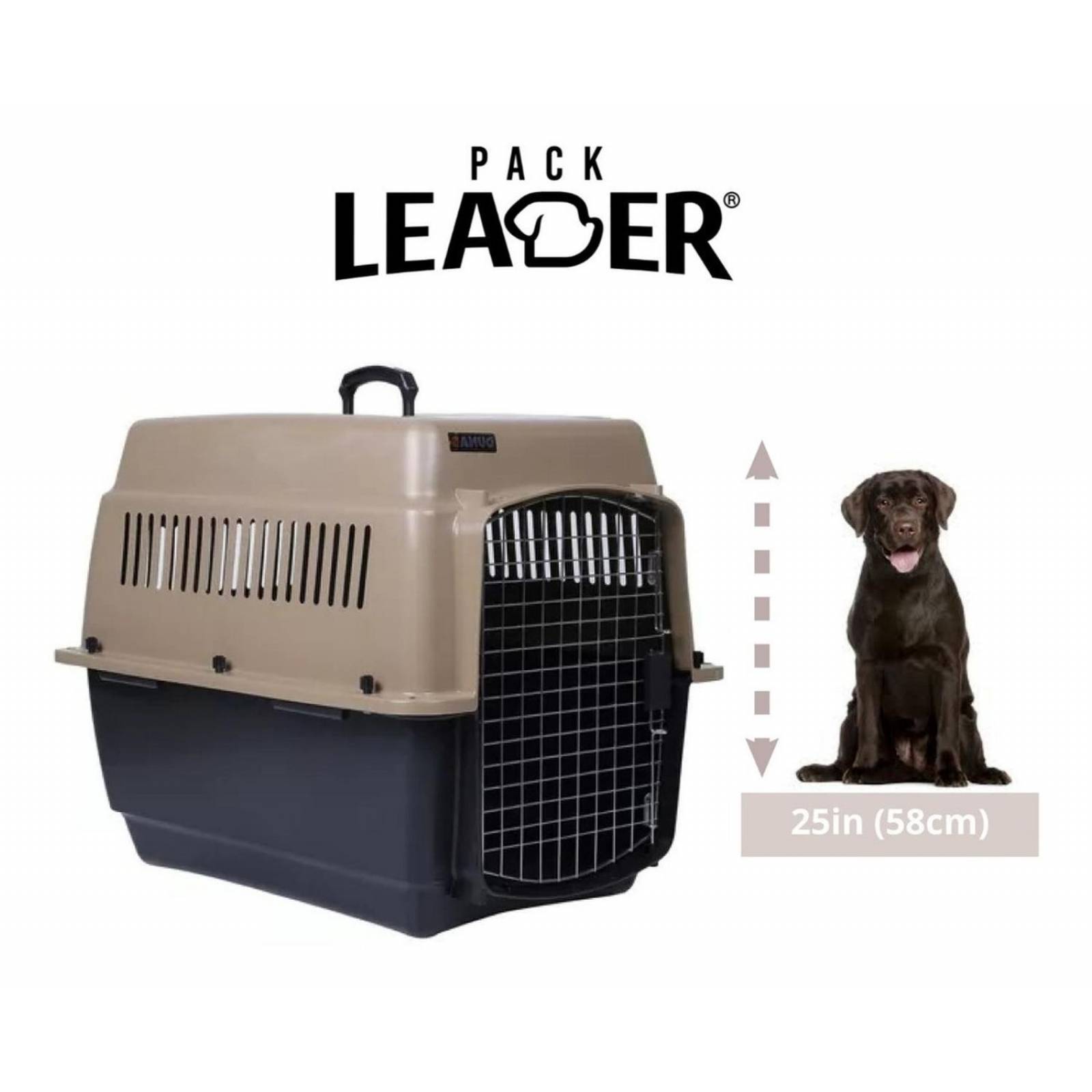 Transportadora Para Viajes Perros Medianos Gatos Jaula Metal Beige 0004-M