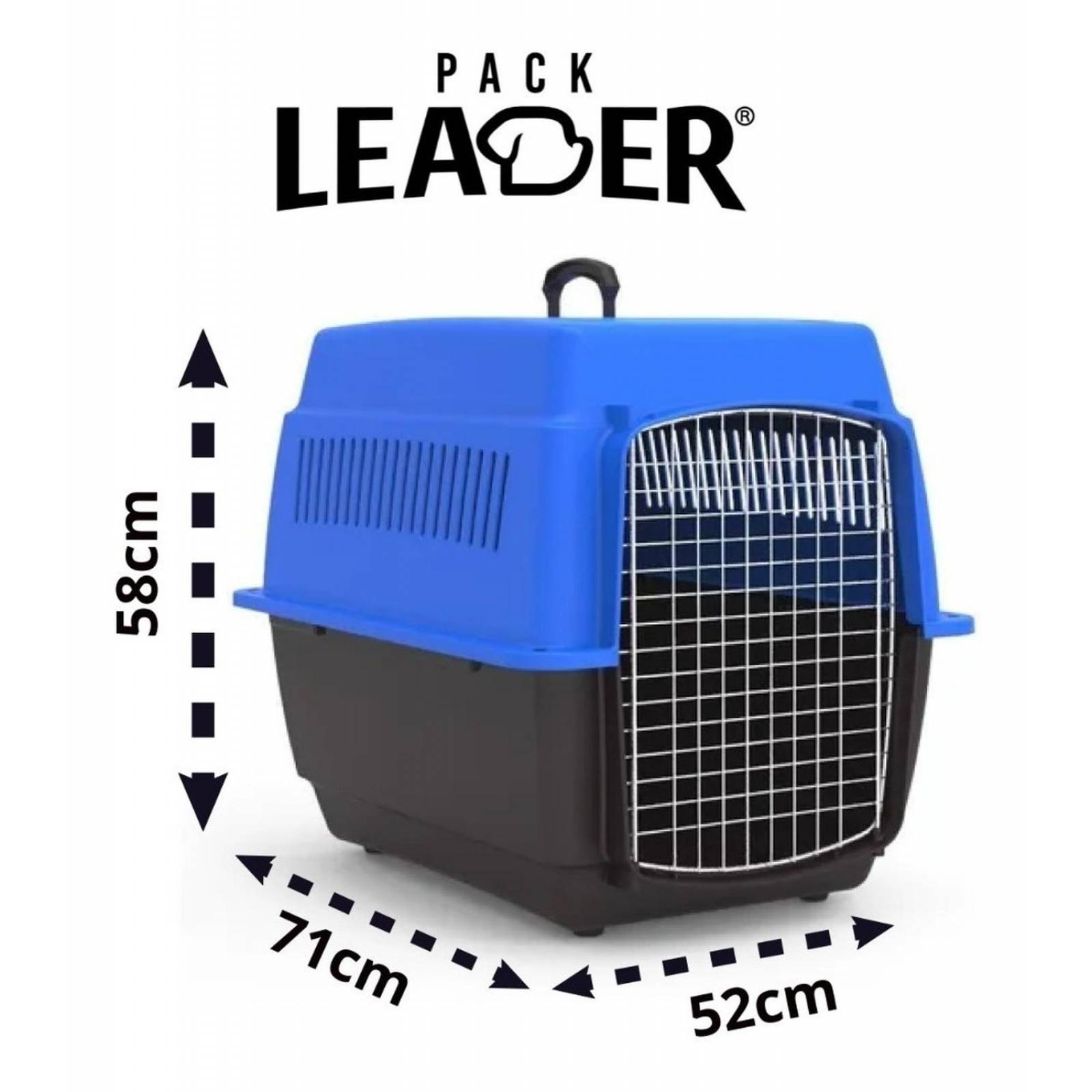 Transportadora Para Viajes Perros Medianos Gatos Jaula Metal Azul 0004-M