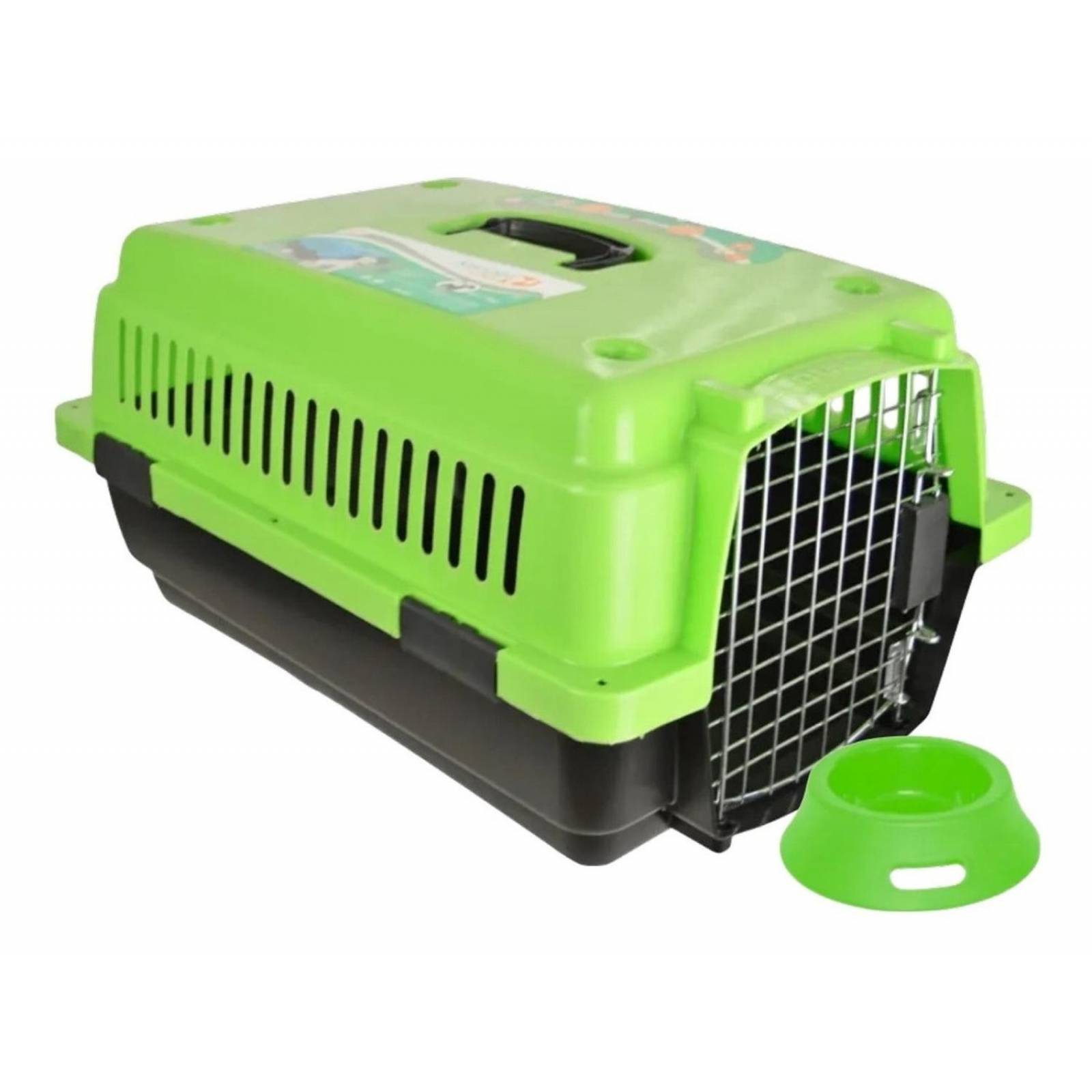 Transportadora Jaula Perros Chicos Gato Rigida Reja Metalica 0003-CH Verde