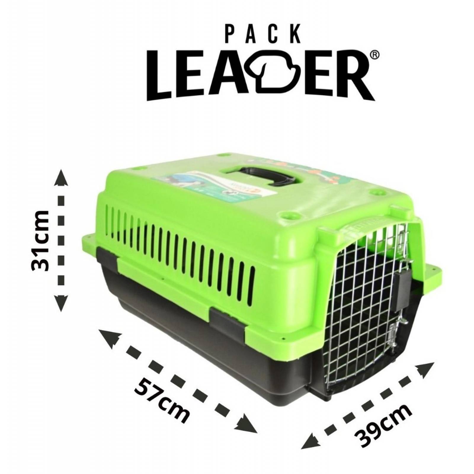 Transportadora Jaula Perros Chicos Gato Rigida Reja Metalica 0003-CH Verde