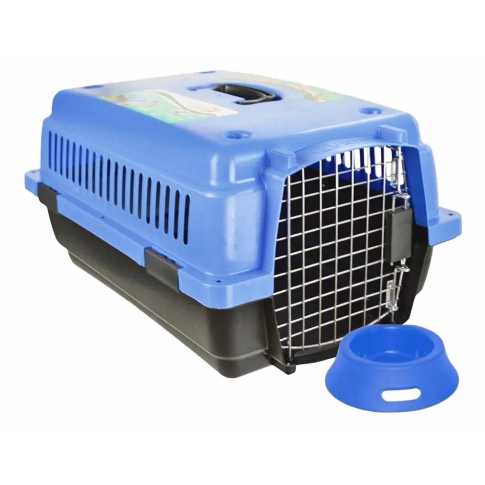 Transportadora Jaula Perros Chicos Gato Rigida Reja Metalica 0003-CH Azul