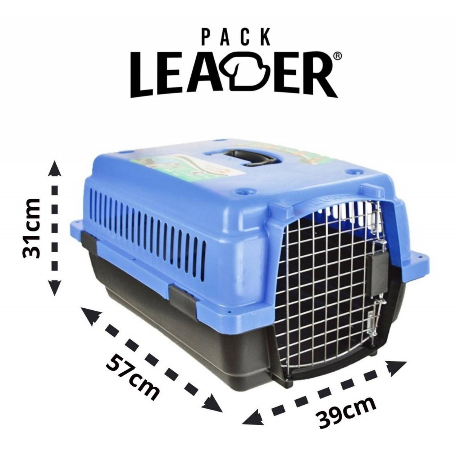 Transportadora Jaula Perros Chicos Gato Rigida Reja Metalica 0003-CH Azul