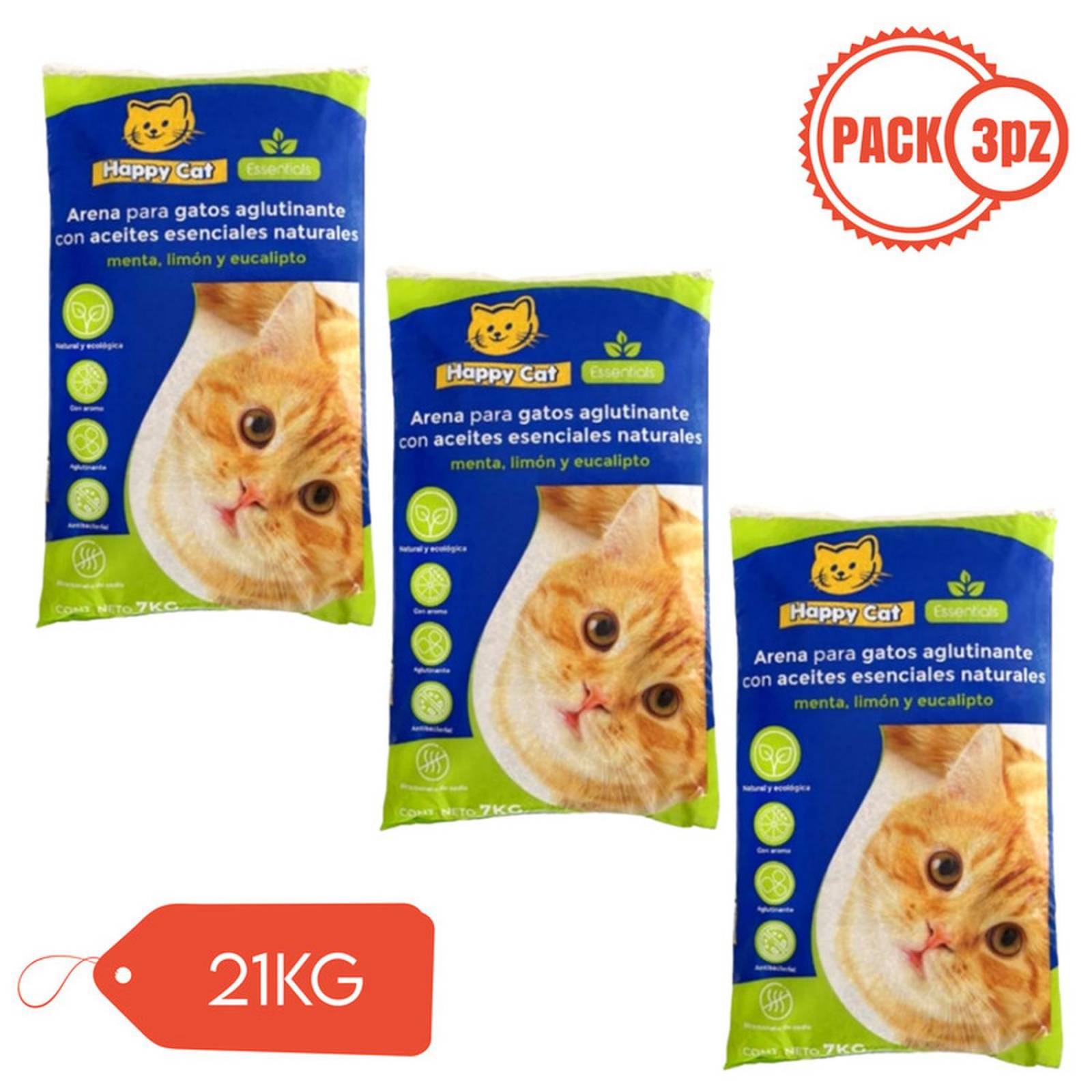 Happy Cat Arena para Gatos Aglutinante y Biodegradable 21 kg 