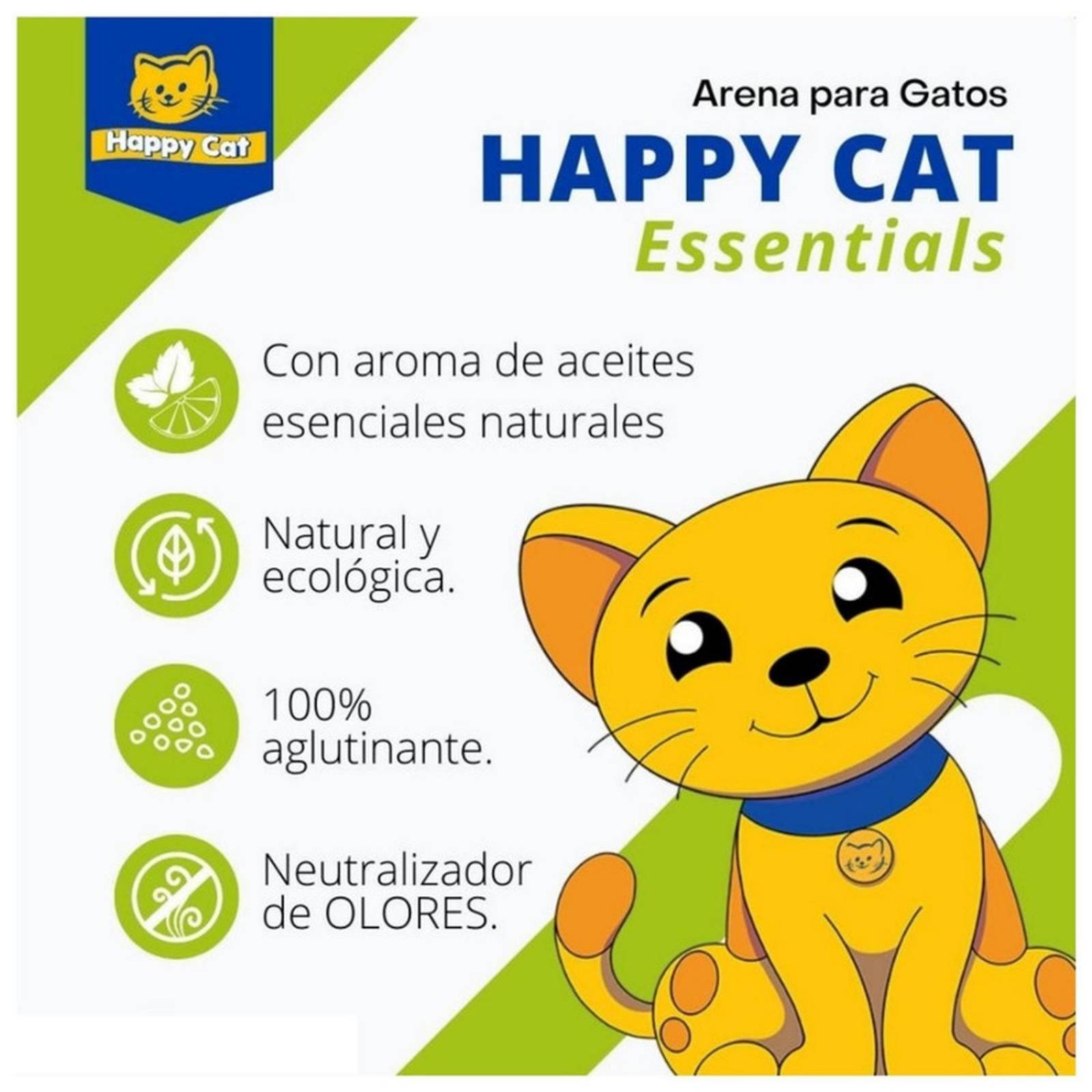 Happy Cat Arena para Gatos Aglutinante y Biodegradable 21 kg 
