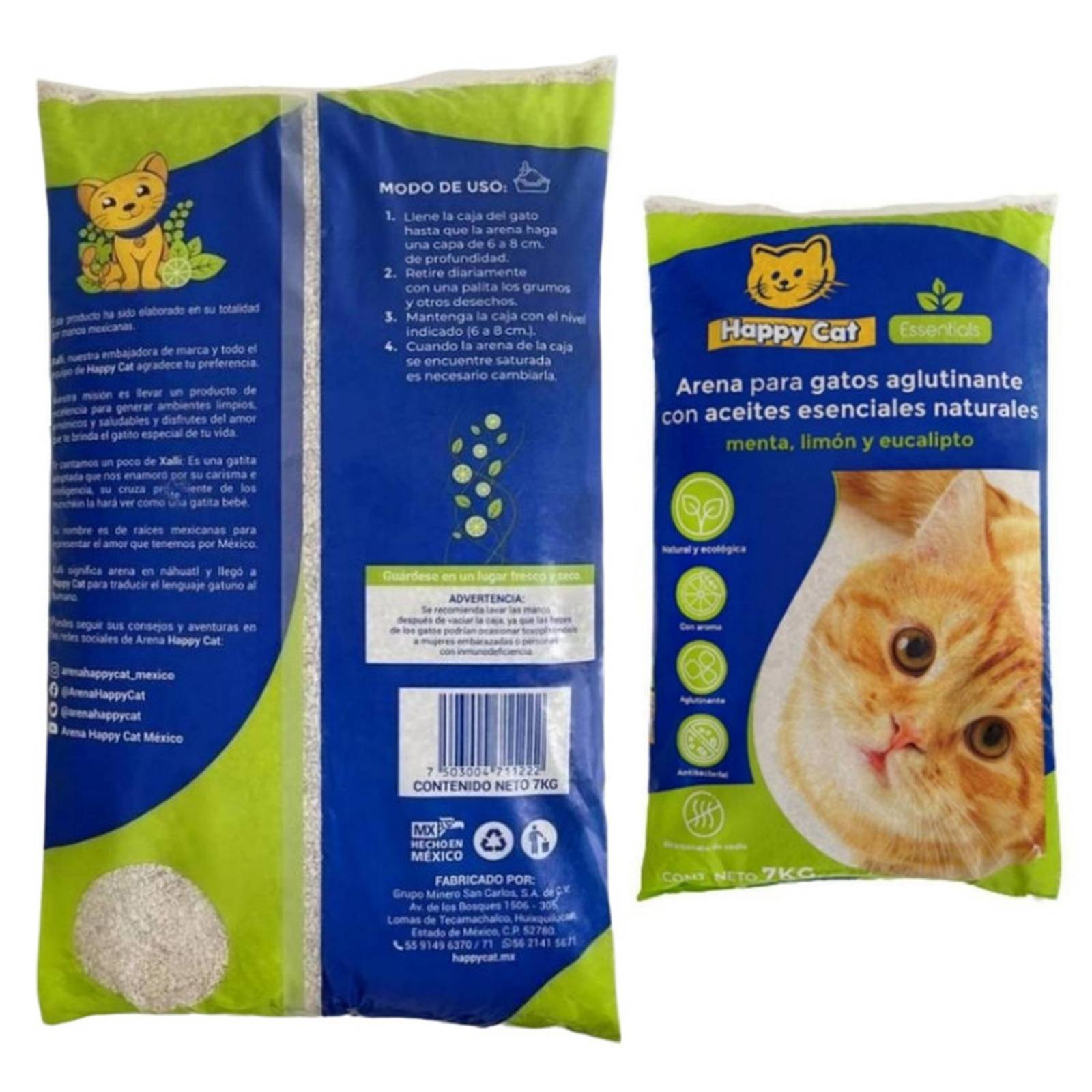 Happy Cat Arena para Gatos Aglutinante y Biodegradable 21 kg 