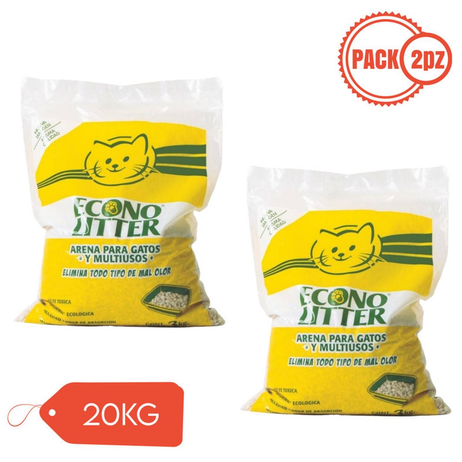 Econolitter Arena para Gato Muliuso Absorbente Natural 20kg 