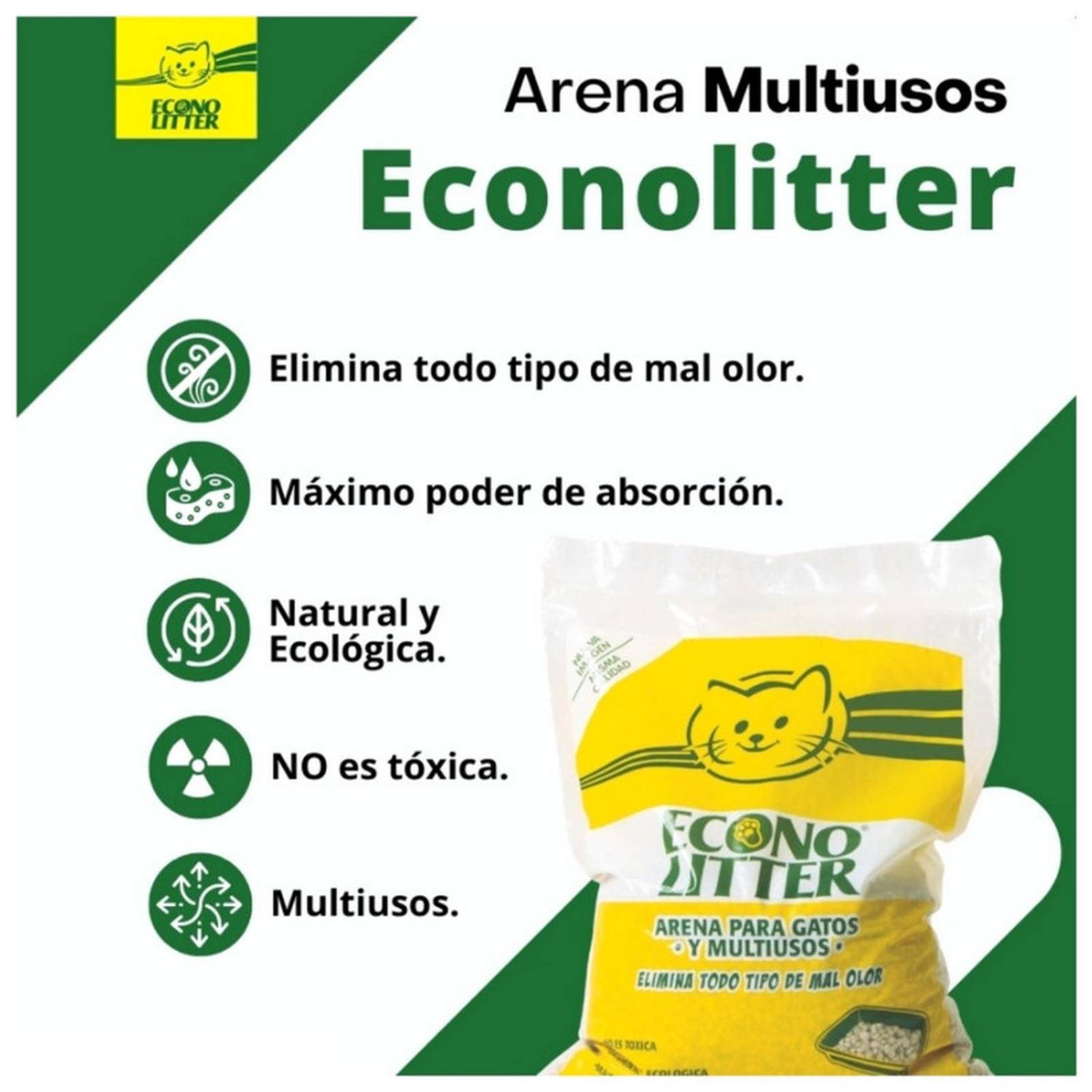 Econolitter Arena para Gato Muliuso Absorbente Natural 20kg 