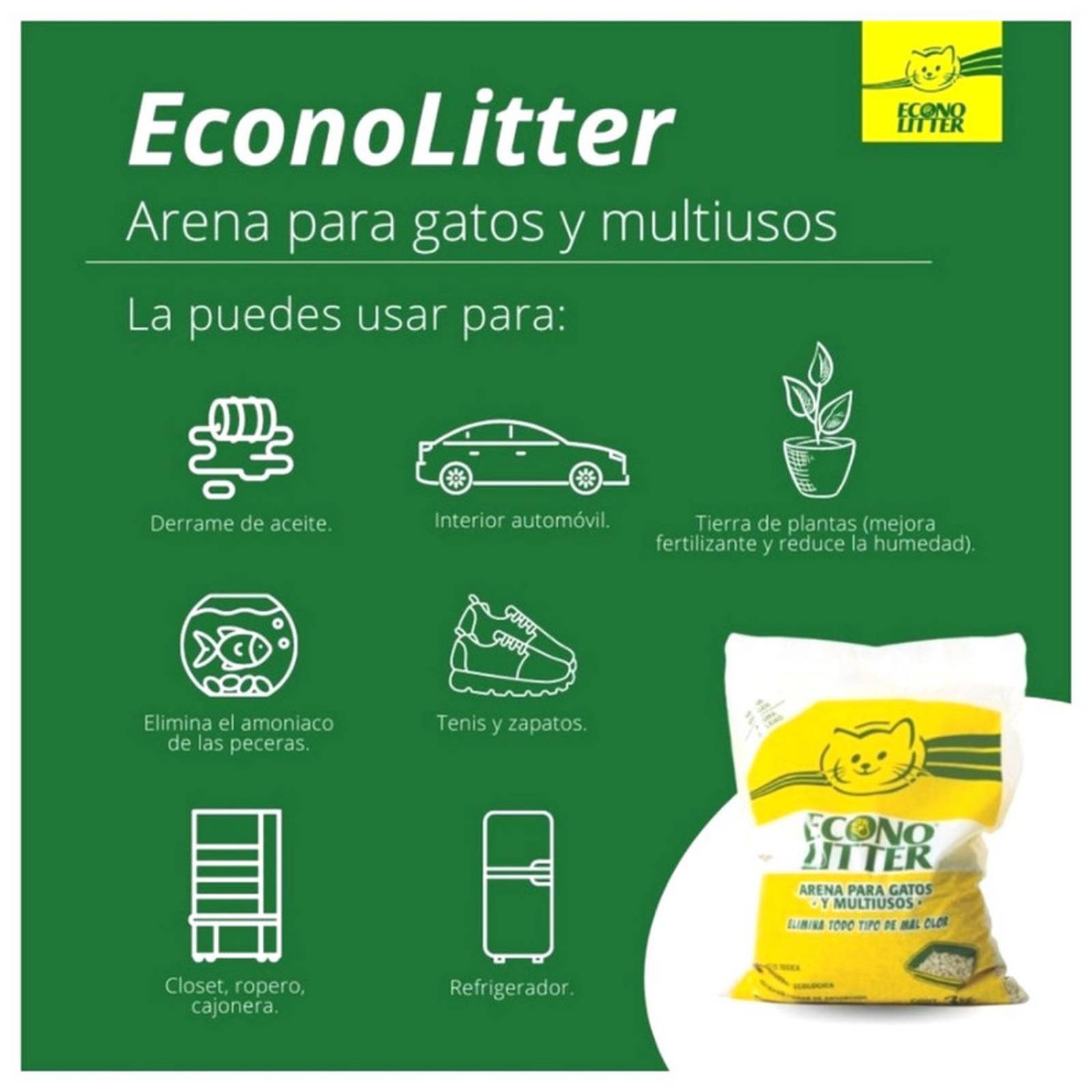 Econolitter Arena para Gato Muliuso Absorbente Natural 20kg 
