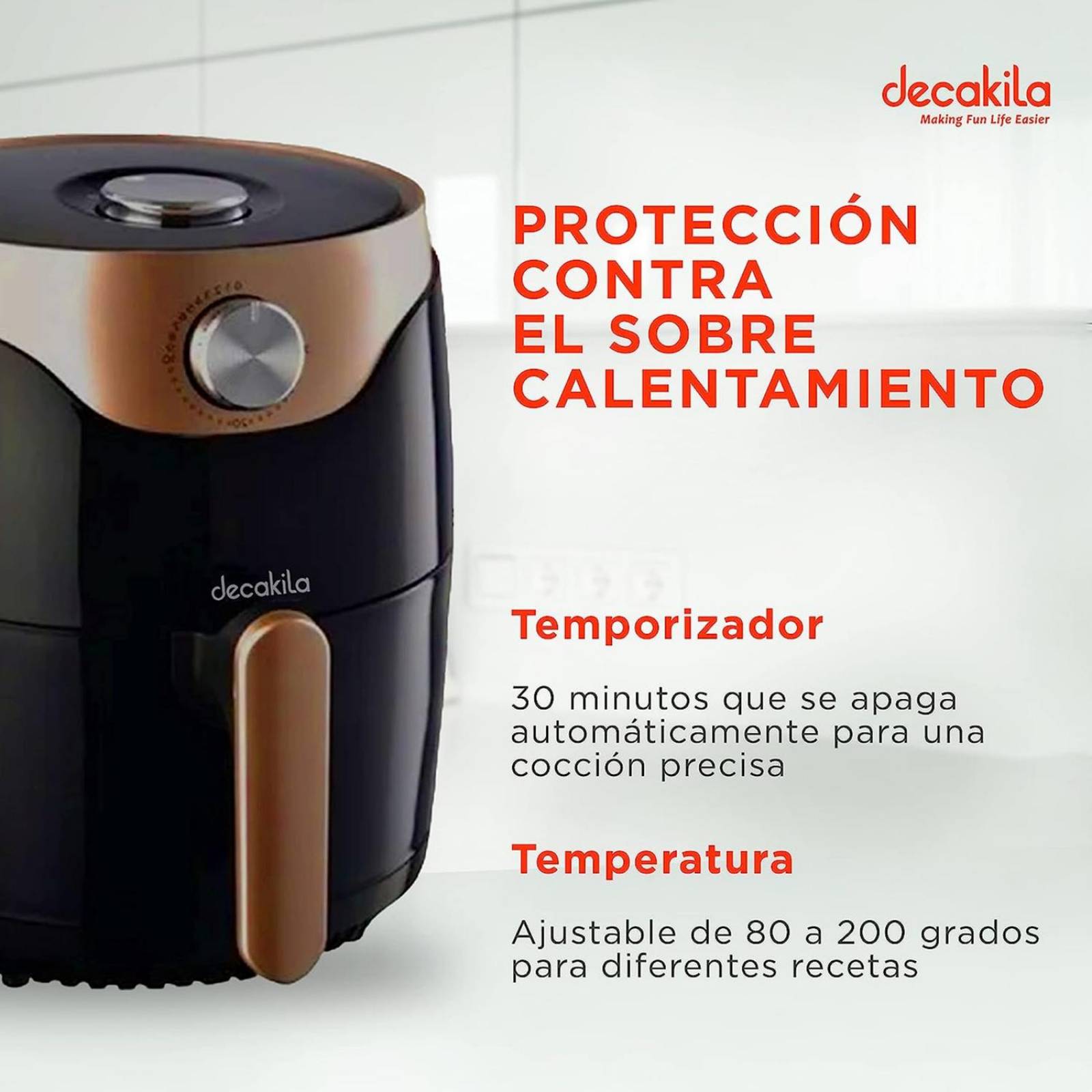 Freidora De Aire Electrica Decakila Horno AirFryer 200 3.5L