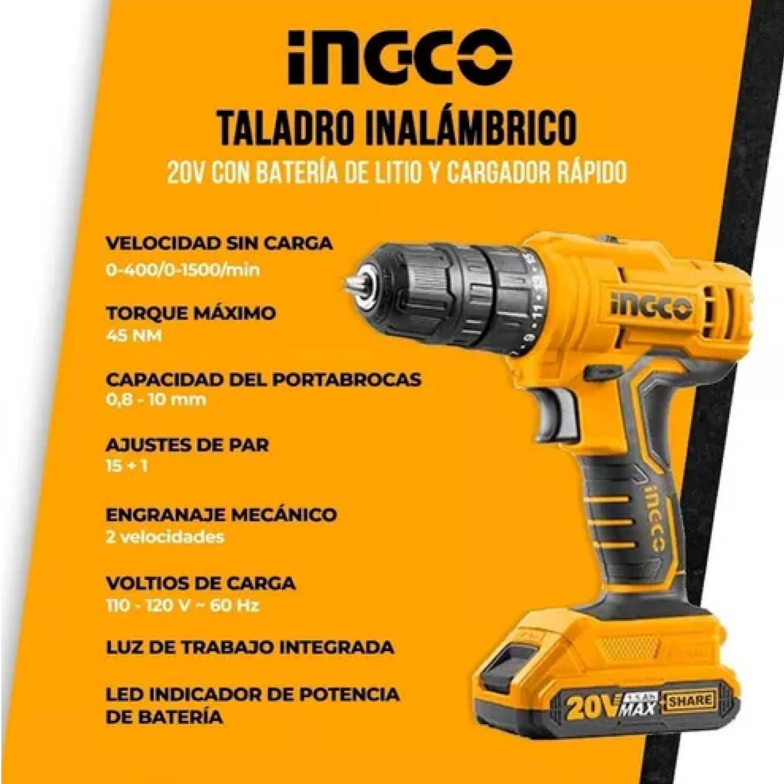 Taladro Inalambrico Atornilla Electrico Portatil Recargable 