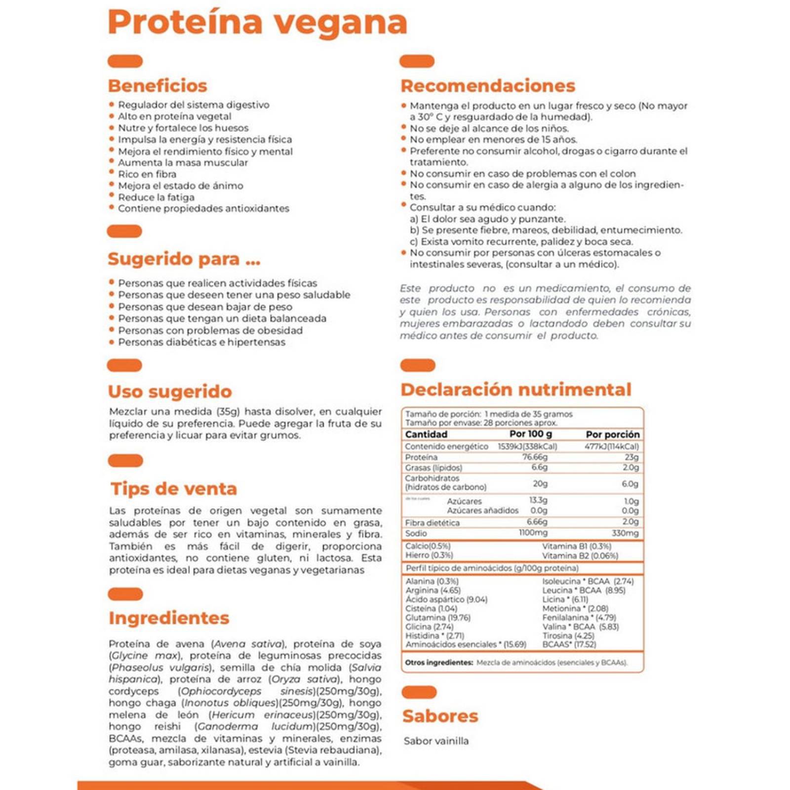 Proteina Vegana en Polvo con Hongos suplemento Protein Shake 