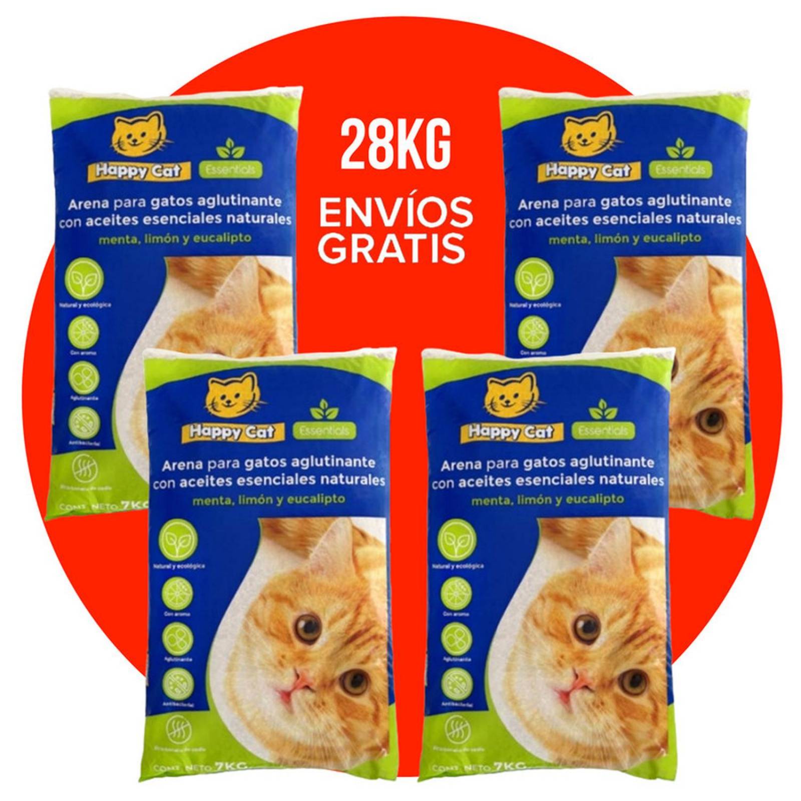 Happy Cat Arena para Gato Aglutinante Envio Gratis 4 bolsas 