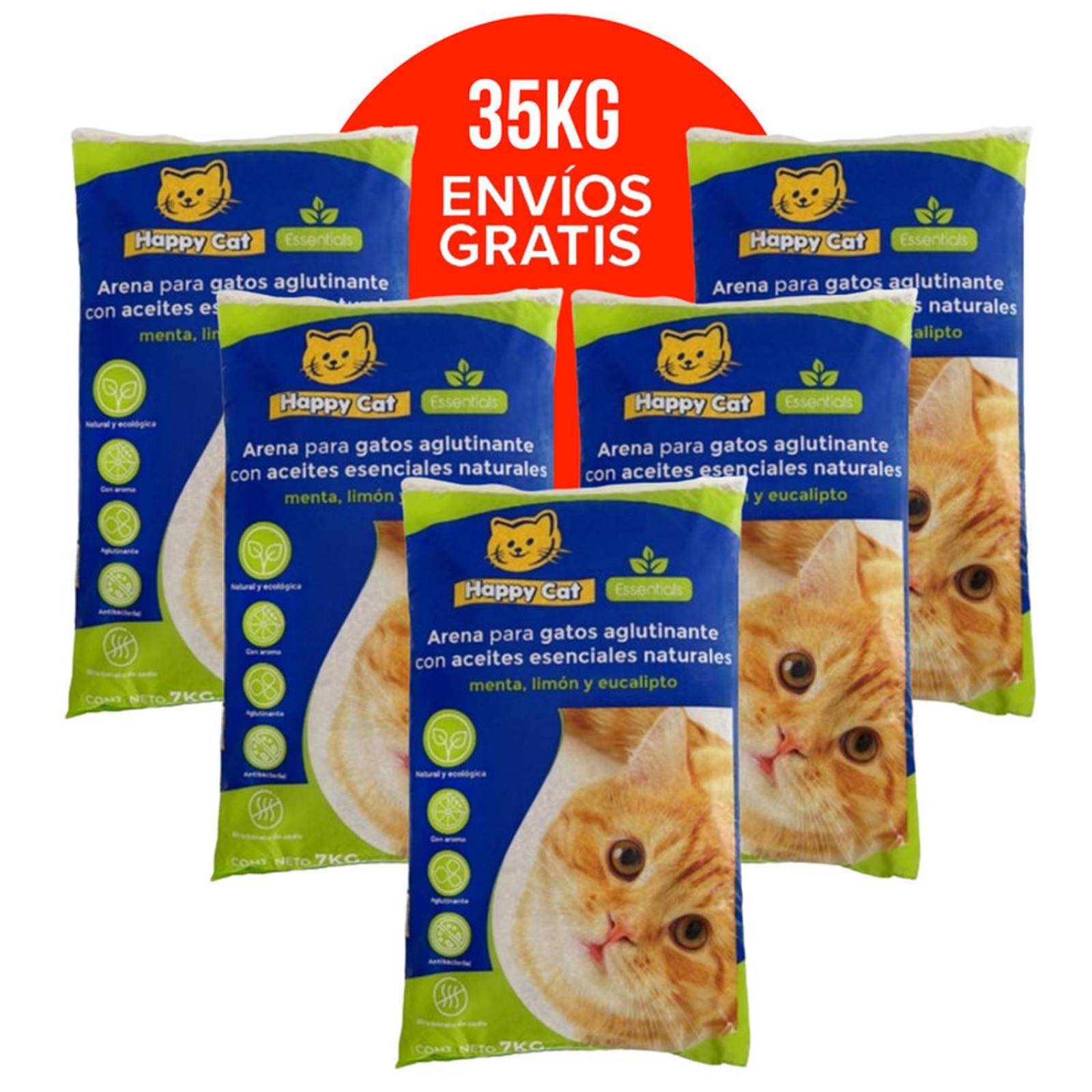 Happy Cat Arena para Gato Aglutinante Envio Gratis 5 bolsas