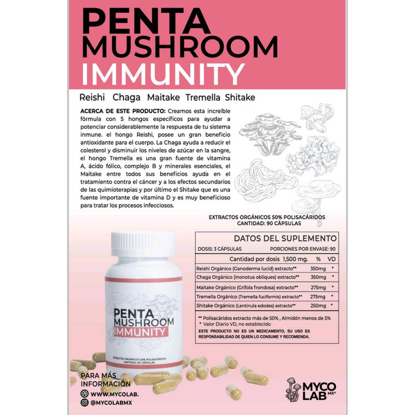 PENTA Hongo Natural Sistema inmune antioxidante y colesterol