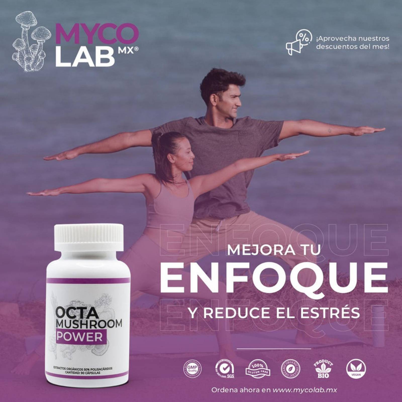 OCTA Hongo Potenciador energetico Adaptogeno mejora enfoque 