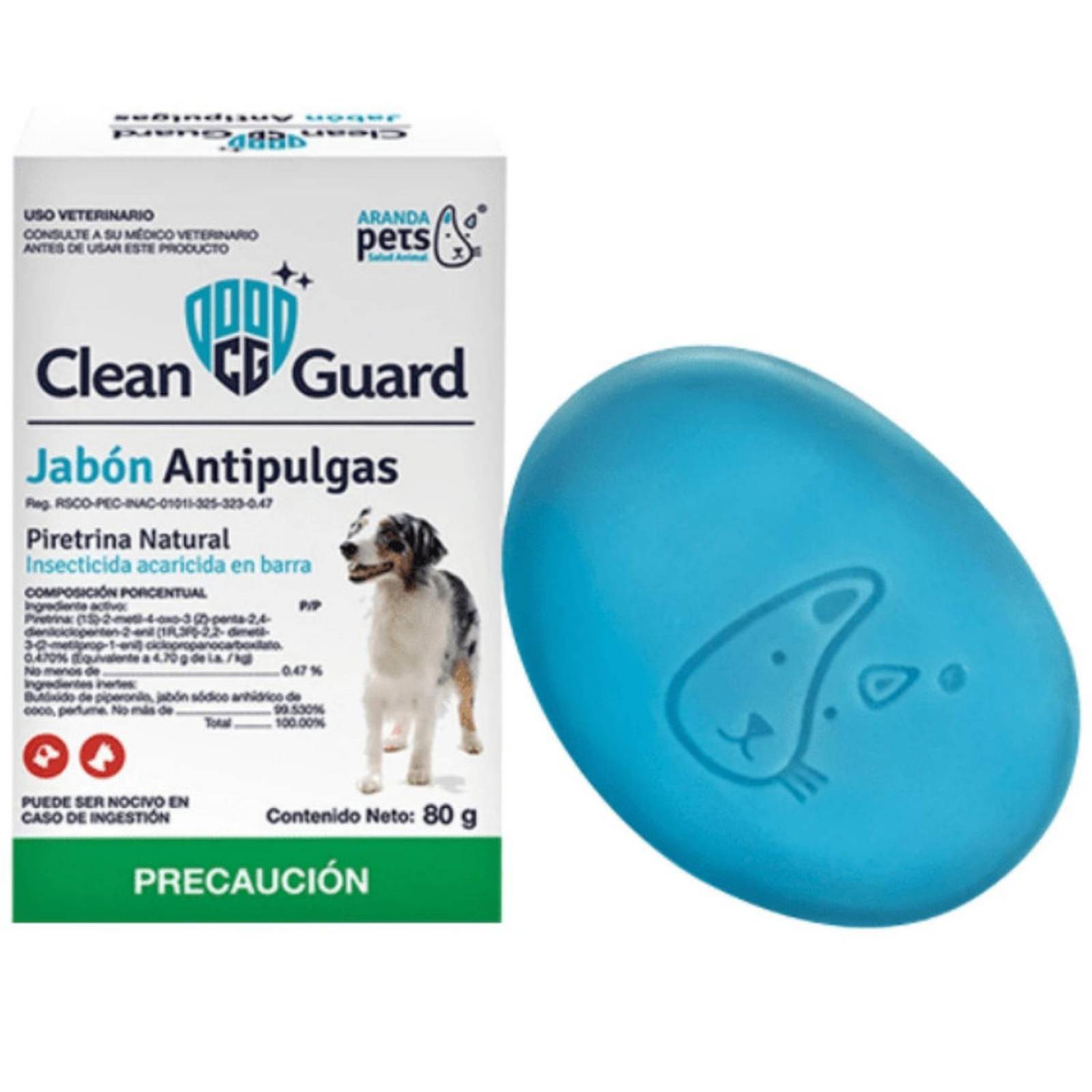 JABON ANTIPULGAS CLEAN GUARD GARRAPATACIDA 80GR PARA PERROS 