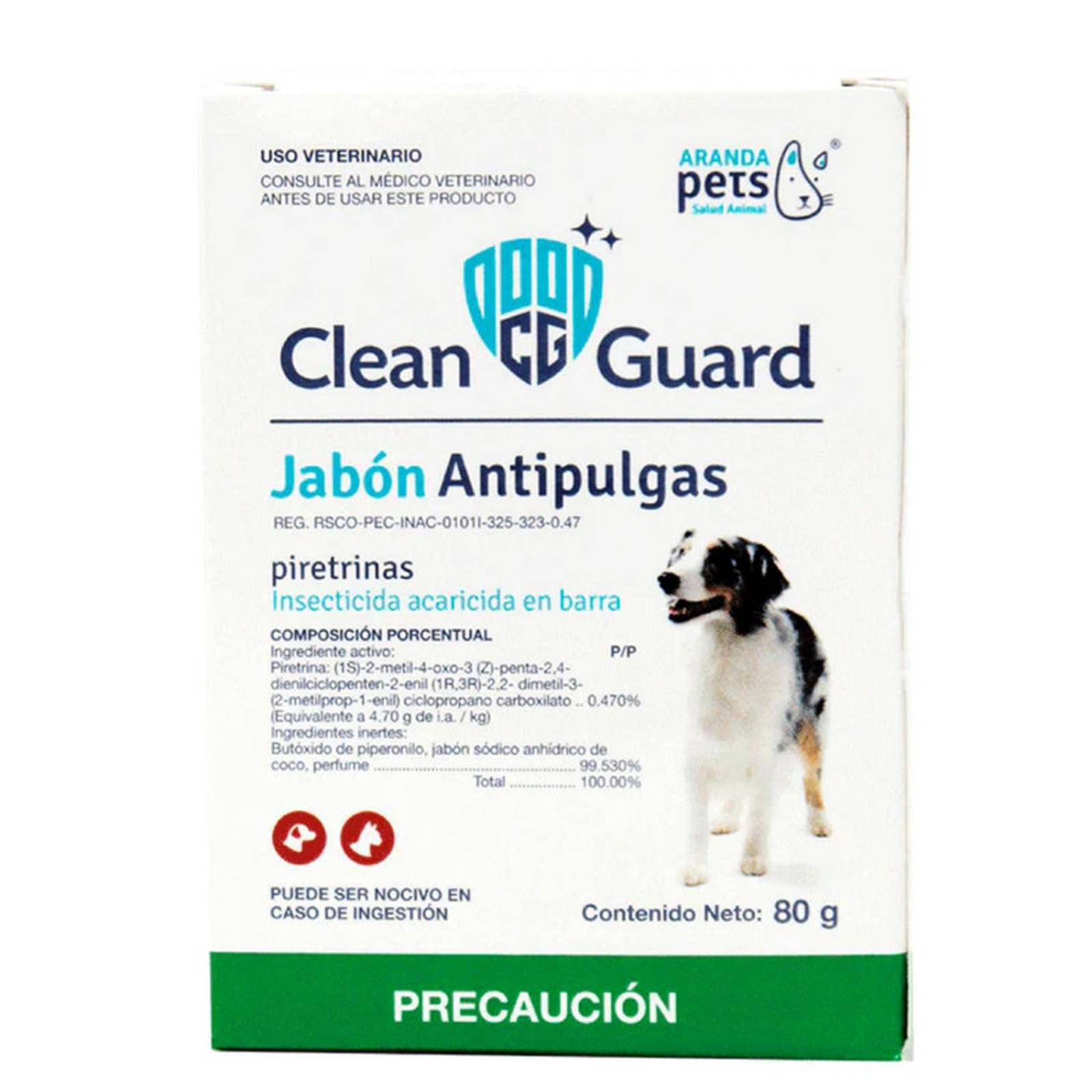 JABON ANTIPULGAS CLEAN GUARD GARRAPATACIDA 80GR PARA PERROS 