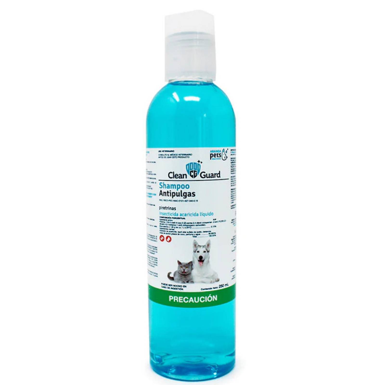 SHAMPOO ANTIPULGAS CLEAN GUARD 250ML LAVADO PARA PERROS PETS 