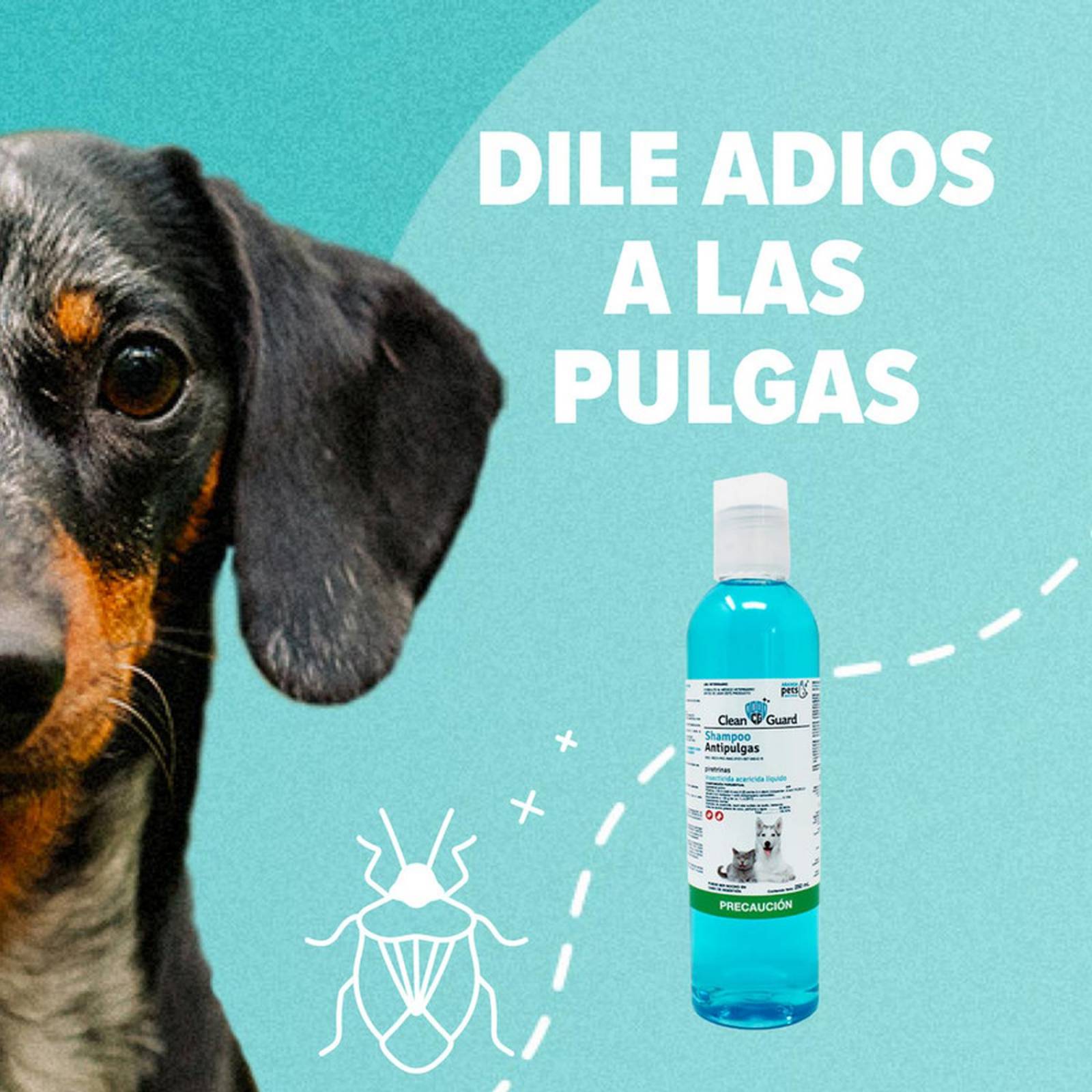 SHAMPOO ANTIPULGAS CLEAN GUARD 250ML LAVADO PARA PERROS PETS 