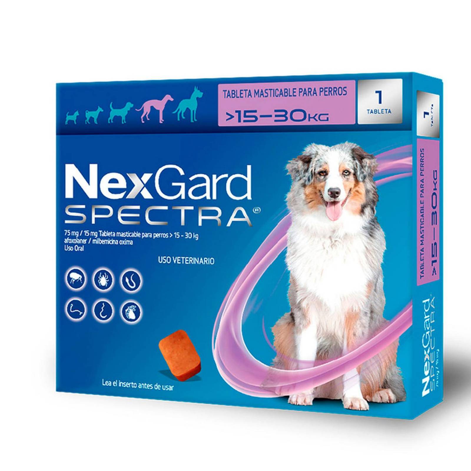 Tableta Antipulgas perros Control antiparasitario 15 a 30 KG 