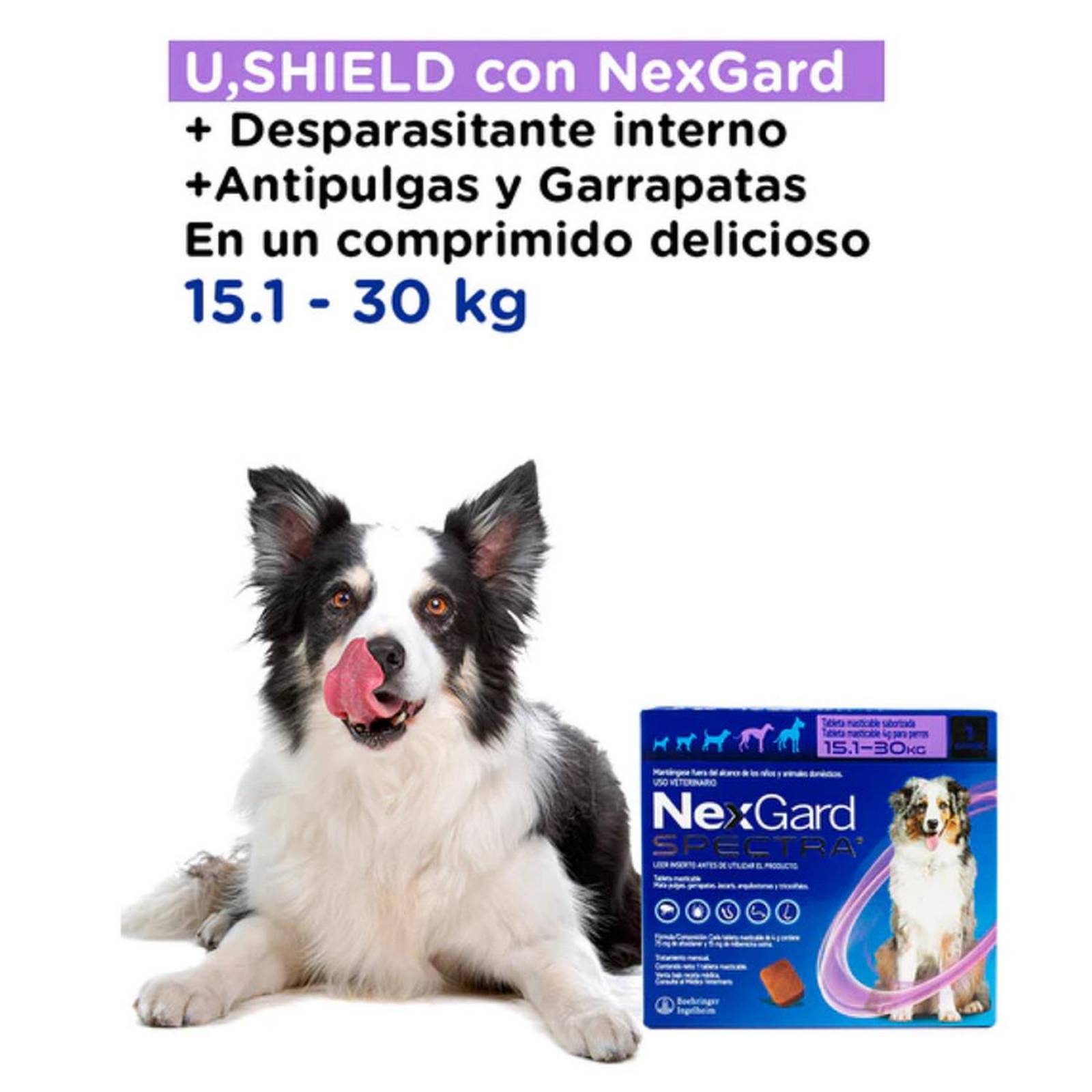 Tableta Antipulgas perros Control antiparasitario 15 a 30 KG 