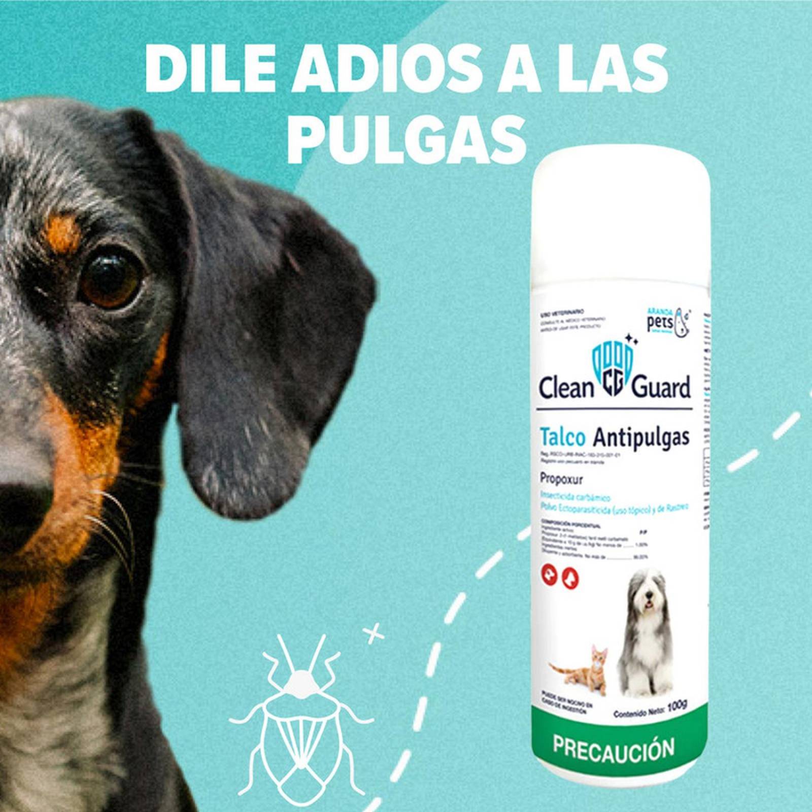 TALCO ANTIPULGAS PERROS CLEAN GUARD 100GR REPELENTE PULGAS 
